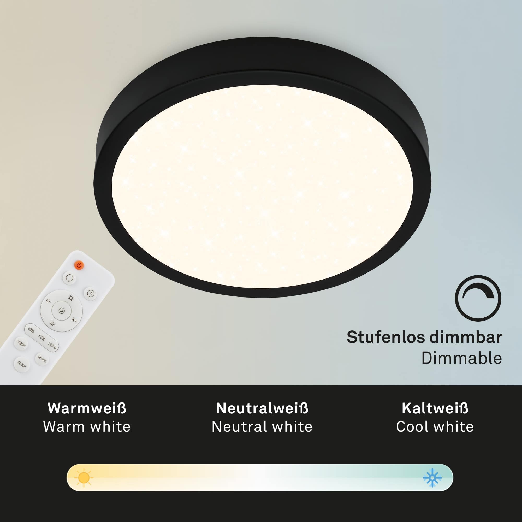 BRILO 3704-015 CCT LED přisazené svítidlo pr. 38 cm, 22 W, 2900 lm, černá - BRILO (obrázek 6)