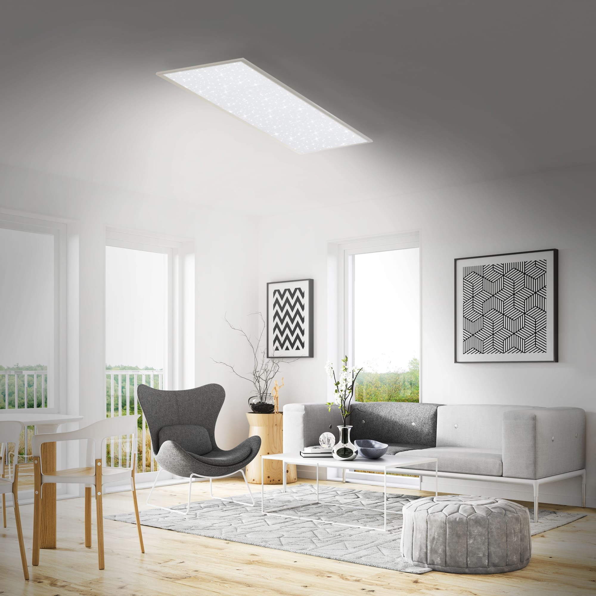 BRILO 7308-016 Hvězdné nebe svítidlo LED panel, 100 cm, 2200 lm, 24 W, bílé - BRILO (obrázek 3)