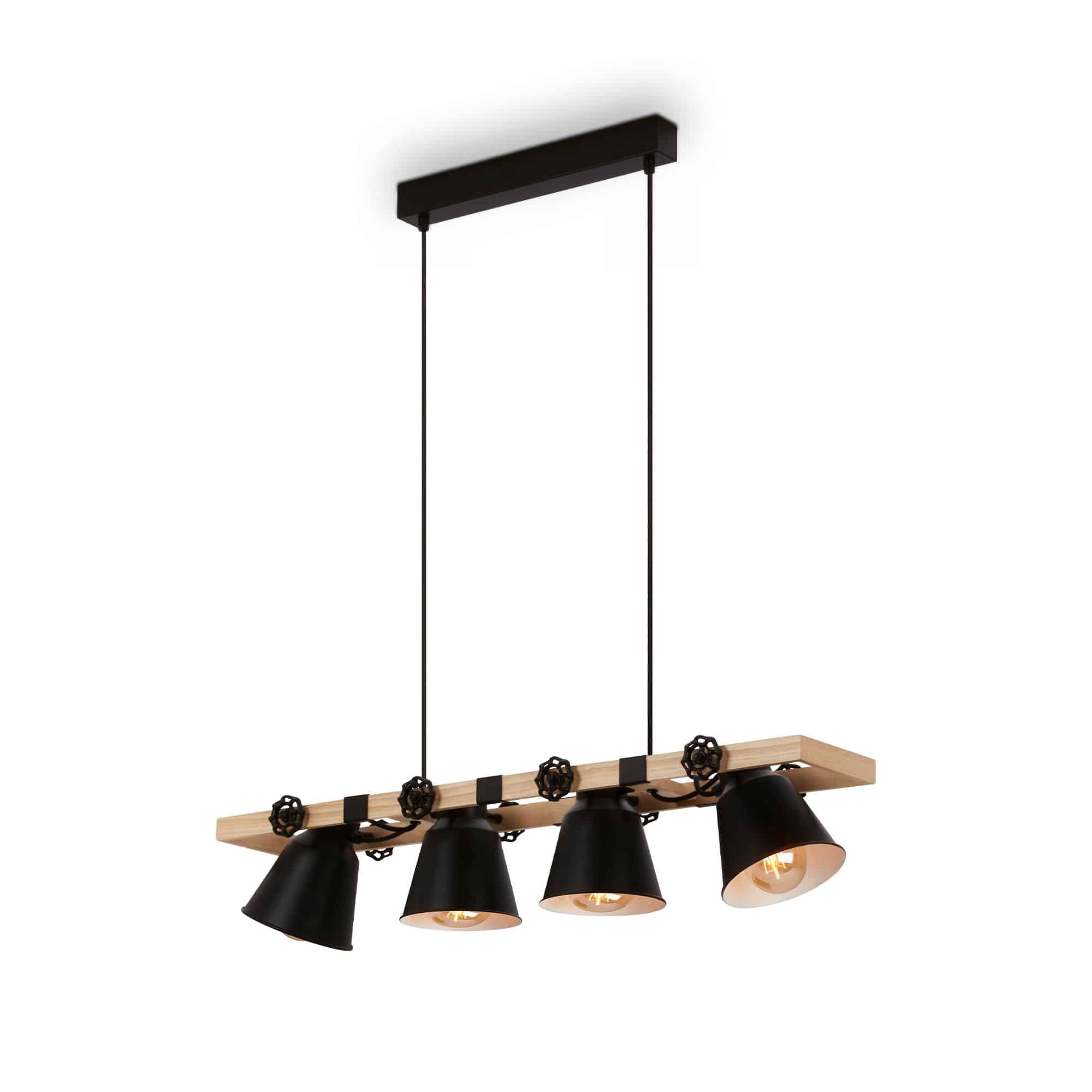 BRILO 4406-045 Závěsné svítidlo, 85 cm, max. 40 W, černá-dřevo - BRILO