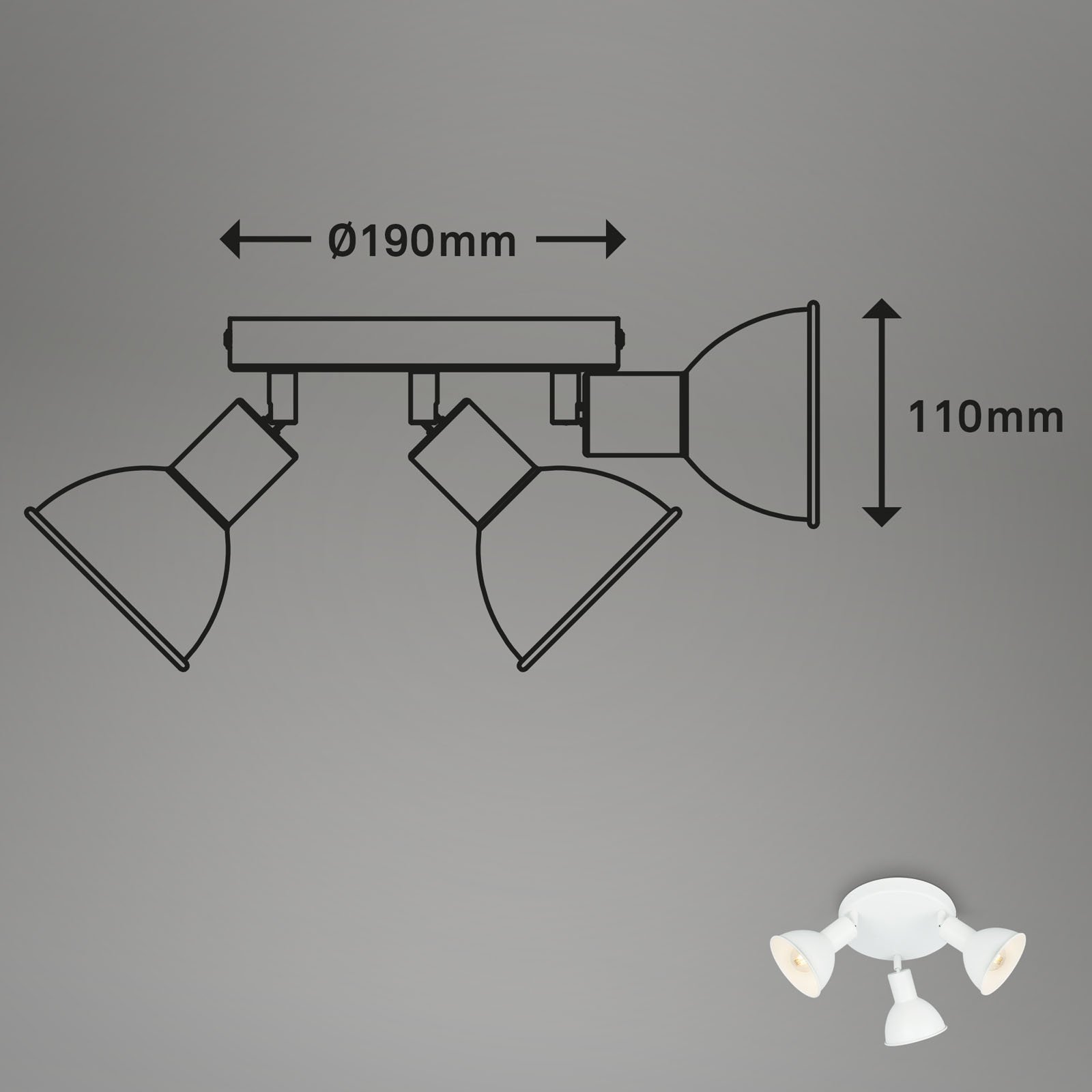 BRILO 2674-036 Bodové svítidlo pr. 19 cm 3x E14 max. 25W bílé - BRILO (obrázek 5)