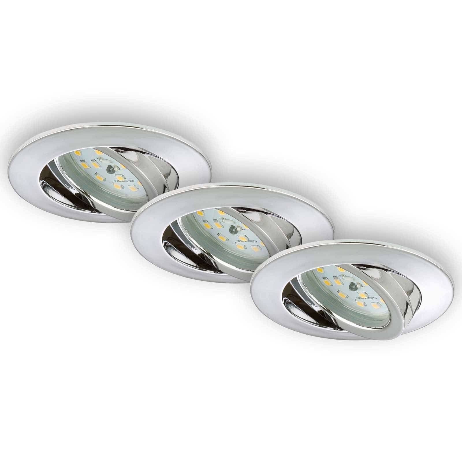 BRI 7209-038 3ks sada LED vestavné svítidlo, pr. 8,2 cm, 5 W, chrom - BRILONER