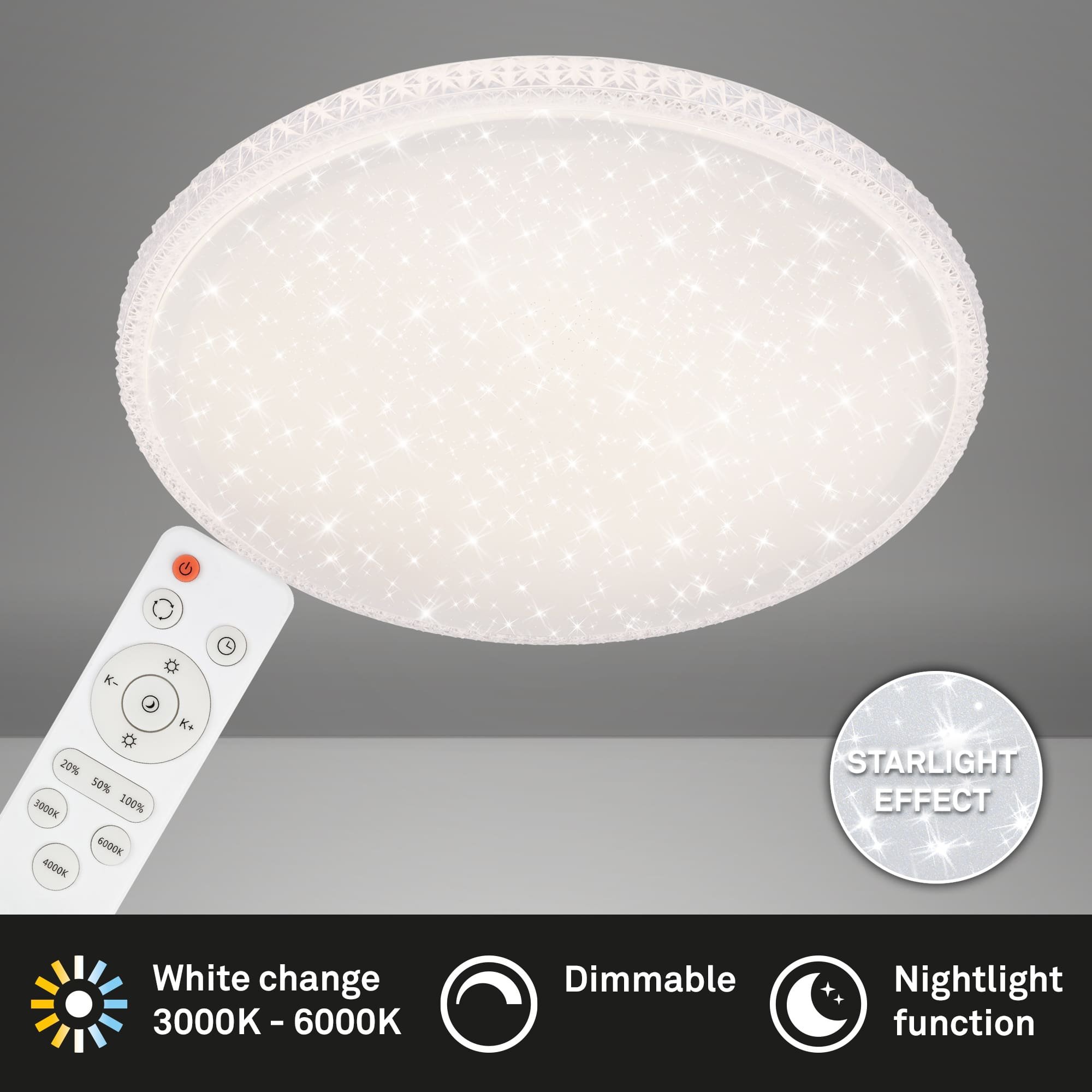 BRILO 3386-016 LED stropní svítidlo hvězdné nebe, pr. 60 cm, 48 W, bílé - BRILO (obrázek 3)