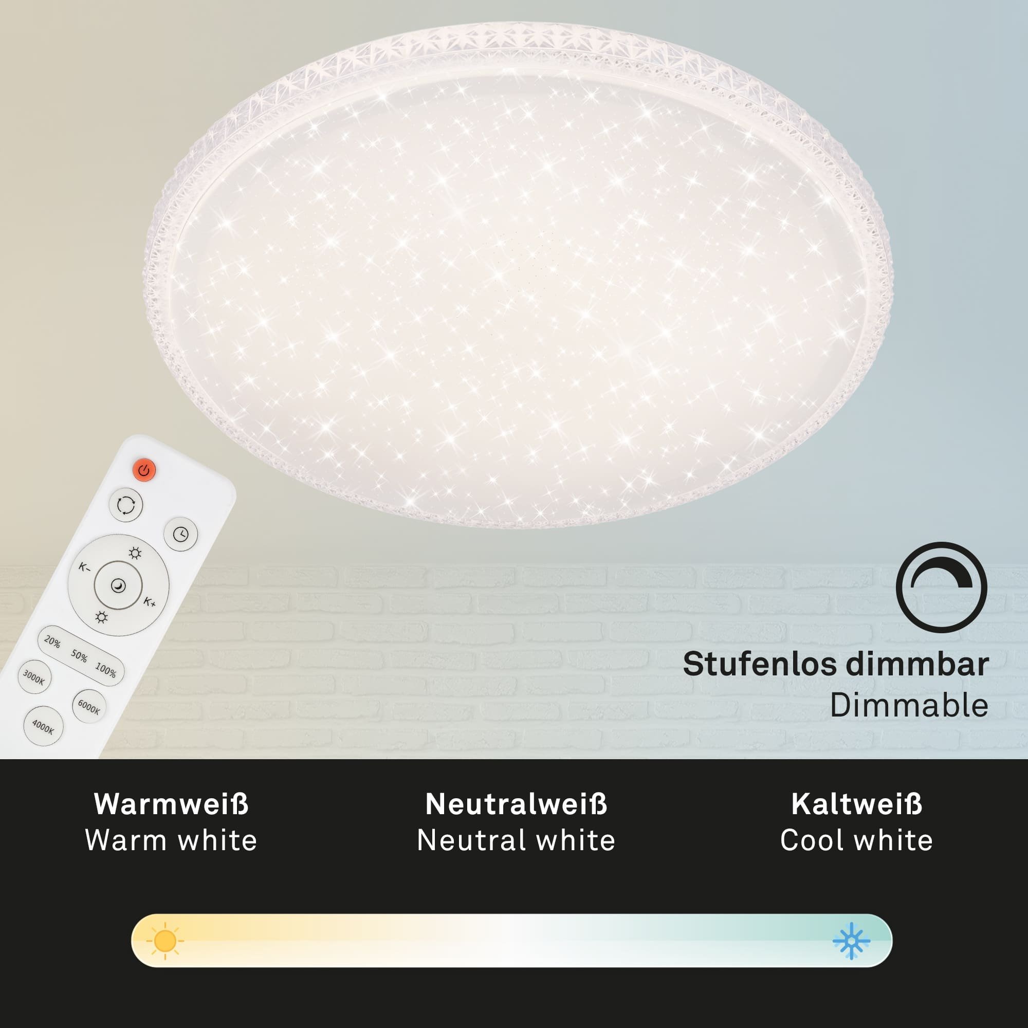 BRILO 3386-016 LED stropní svítidlo hvězdné nebe, pr. 60 cm, 48 W, bílé - BRILO (obrázek 4)