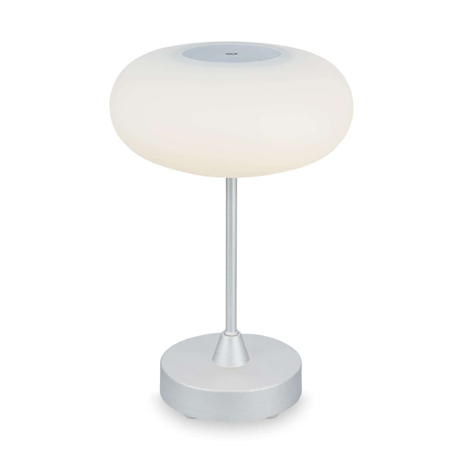 BRILO 7440-014 LED bateriové stolní svítidlo pr.12,5 cm, LED modul, 3W, 350 lm, matný chrom - BRILO