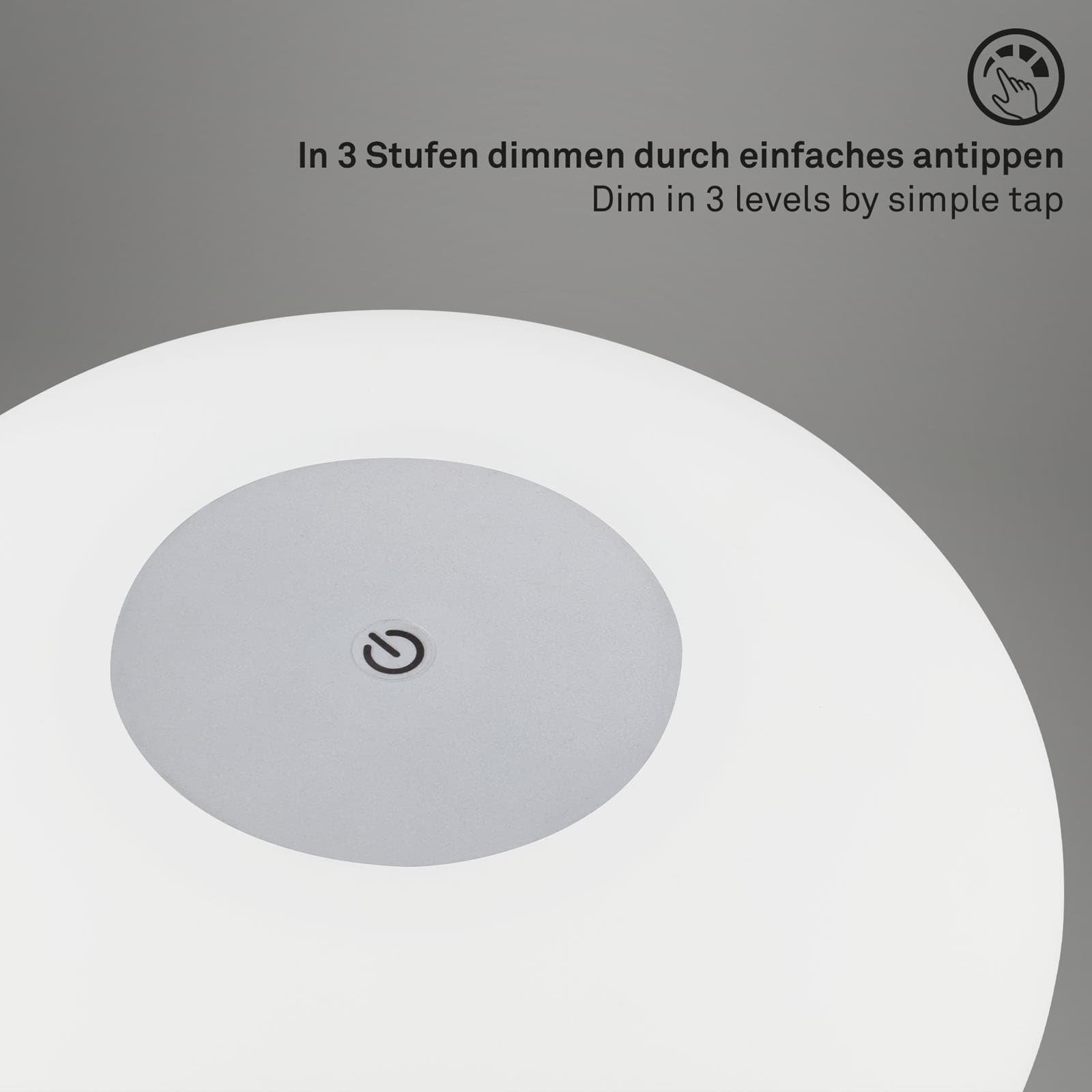 BRILO 7440-014 LED bateriové stolní svítidlo pr.12,5 cm, LED modul, 3W, 350 lm, matný chrom - BRILO (obrázek 4)