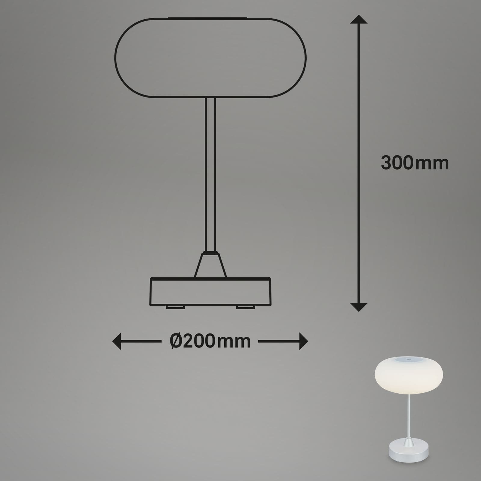 BRILO 7440-014 LED bateriové stolní svítidlo pr.12,5 cm, LED modul, 3W, 350 lm, matný chrom - BRILO (obrázek 7)