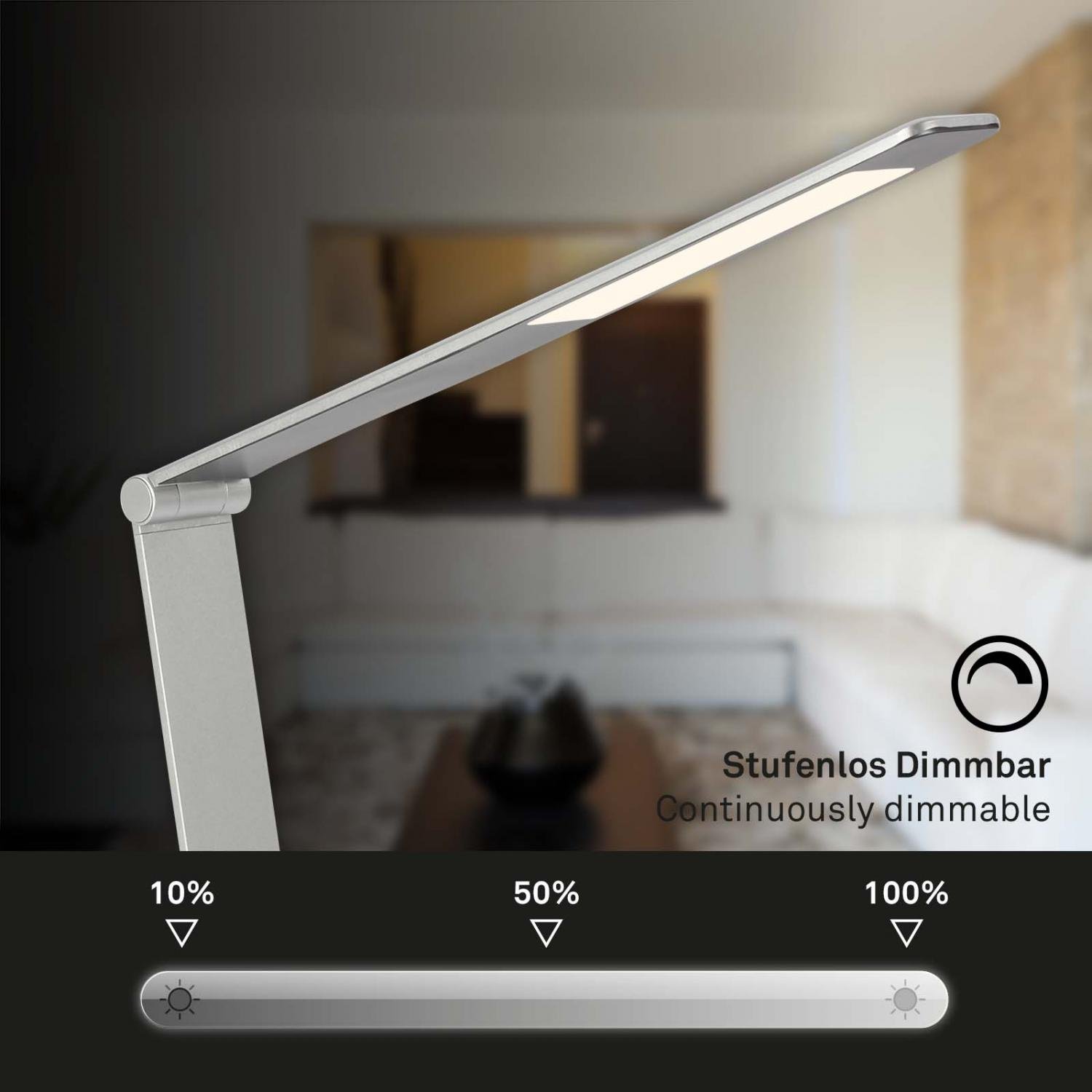 BRILO 7414-014 CCT-LED stolní lampa na psací stůl, 83 cm, 12 W, 680 lm, stříbrná - BRILO (obrázek 4)