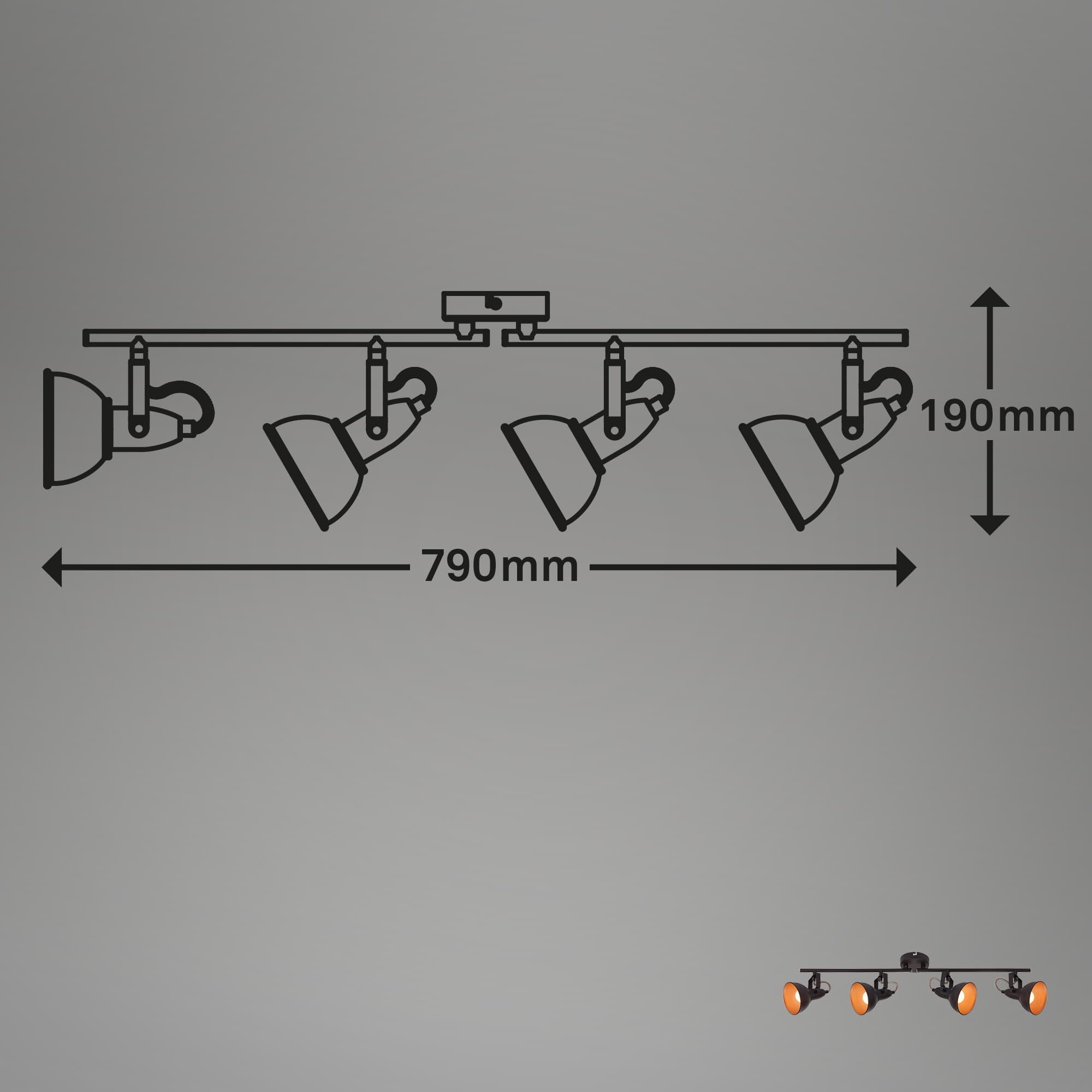 BRILO 2049-045 Bodové svítidlo 79 cm 4x E14 40W černá - BRILO (obrázek 7)
