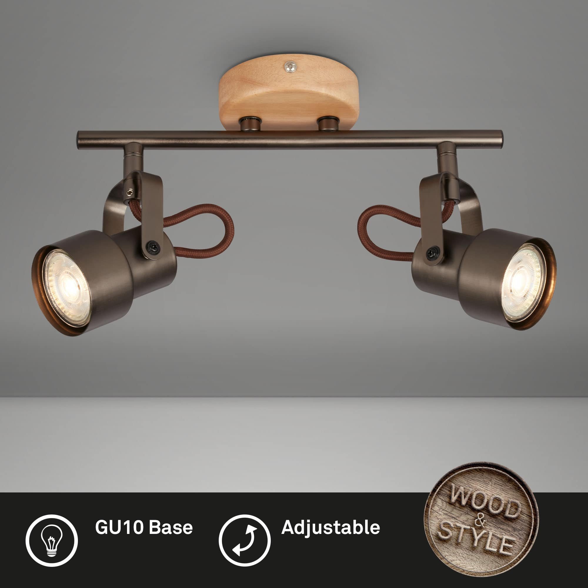 BRILO 2872-025 Bodové svítidlo pr. 9 cm 2xGU10 10W 920lm antická šedá - BRILO (obrázek 3)
