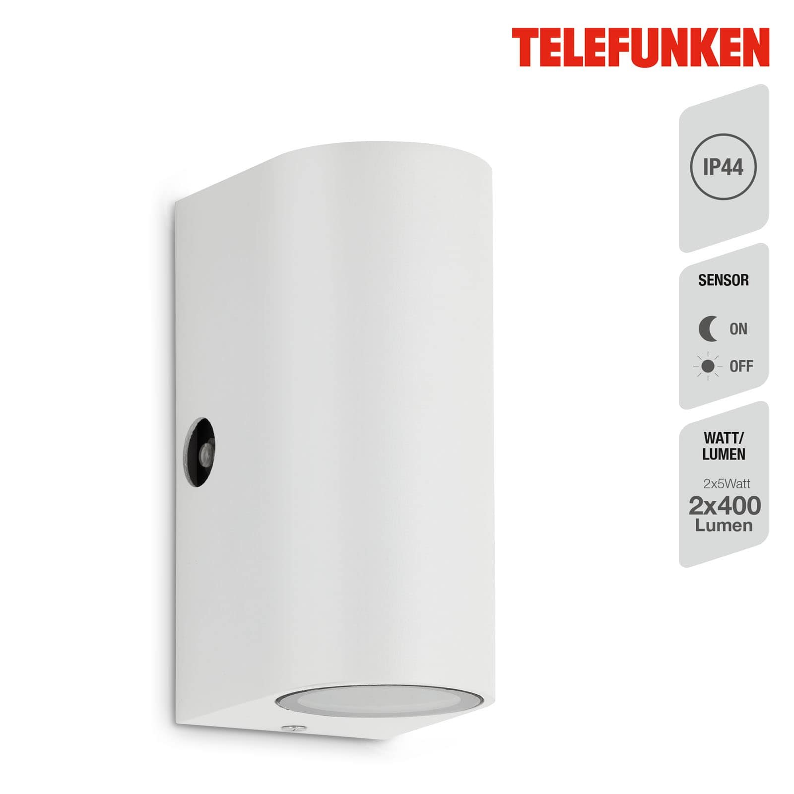 TF 307106TF TELEFUNKEN LED venkovní nástěnné svítidlo s čidlem, 15,1 cm, 10 W, bílé - BRILONER (obrázek 2)