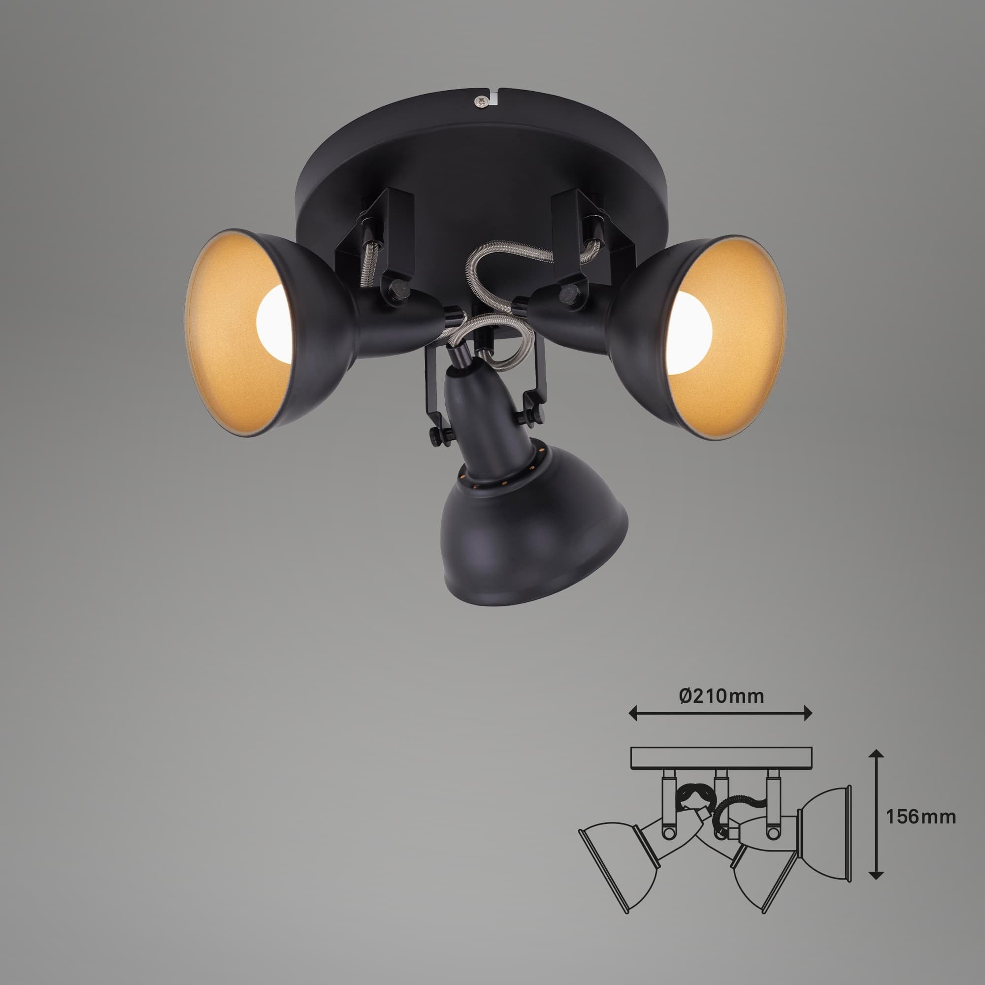 BRILO 2049-035R Bodové svítidlo pr. 21 cm 3x E14 40W černá - BRILO (obrázek 7)
