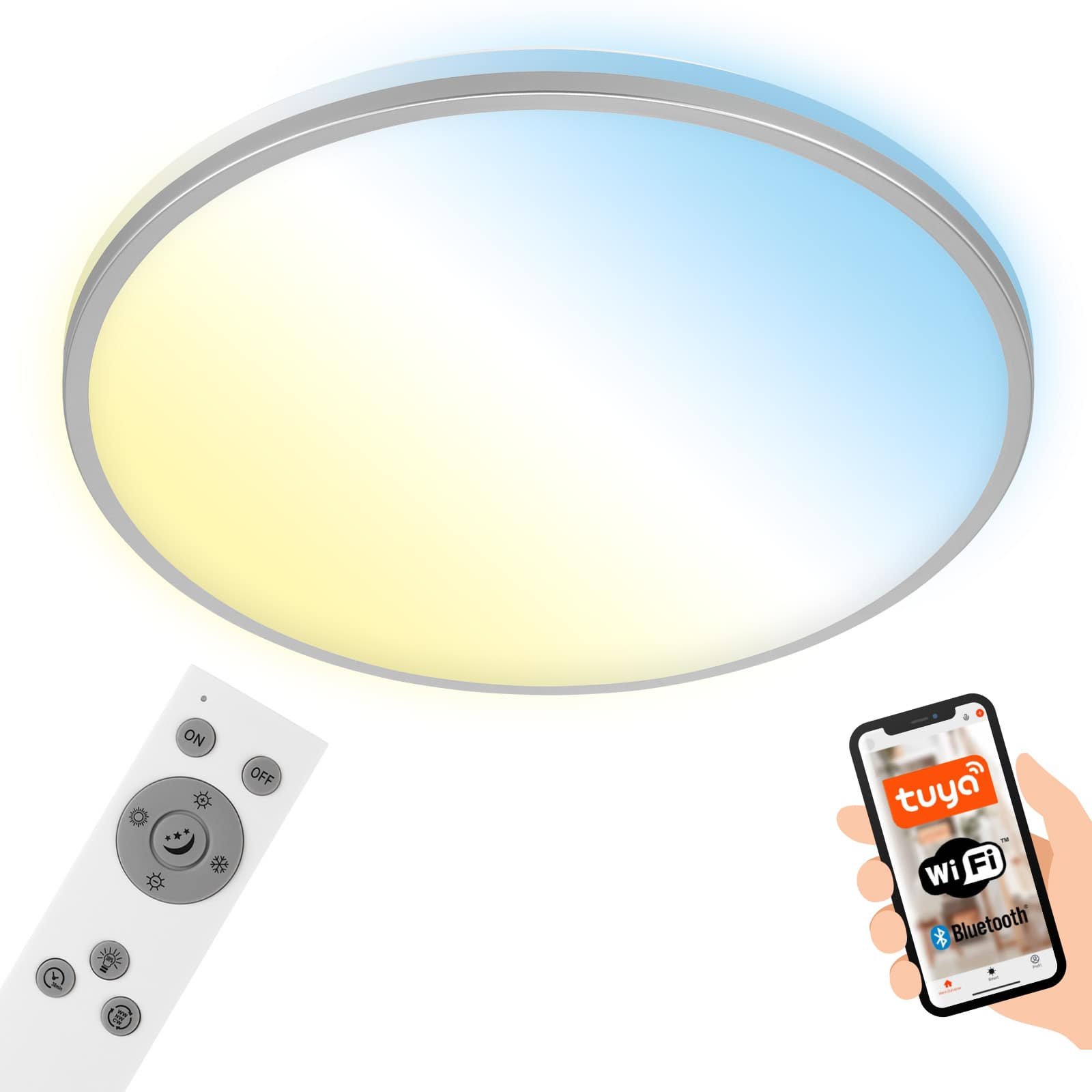 Levně BRILO 3065-014 LED CCT Smart stropní svítidlo pr. 49 cm 42W 4500lm chrom - BRILO