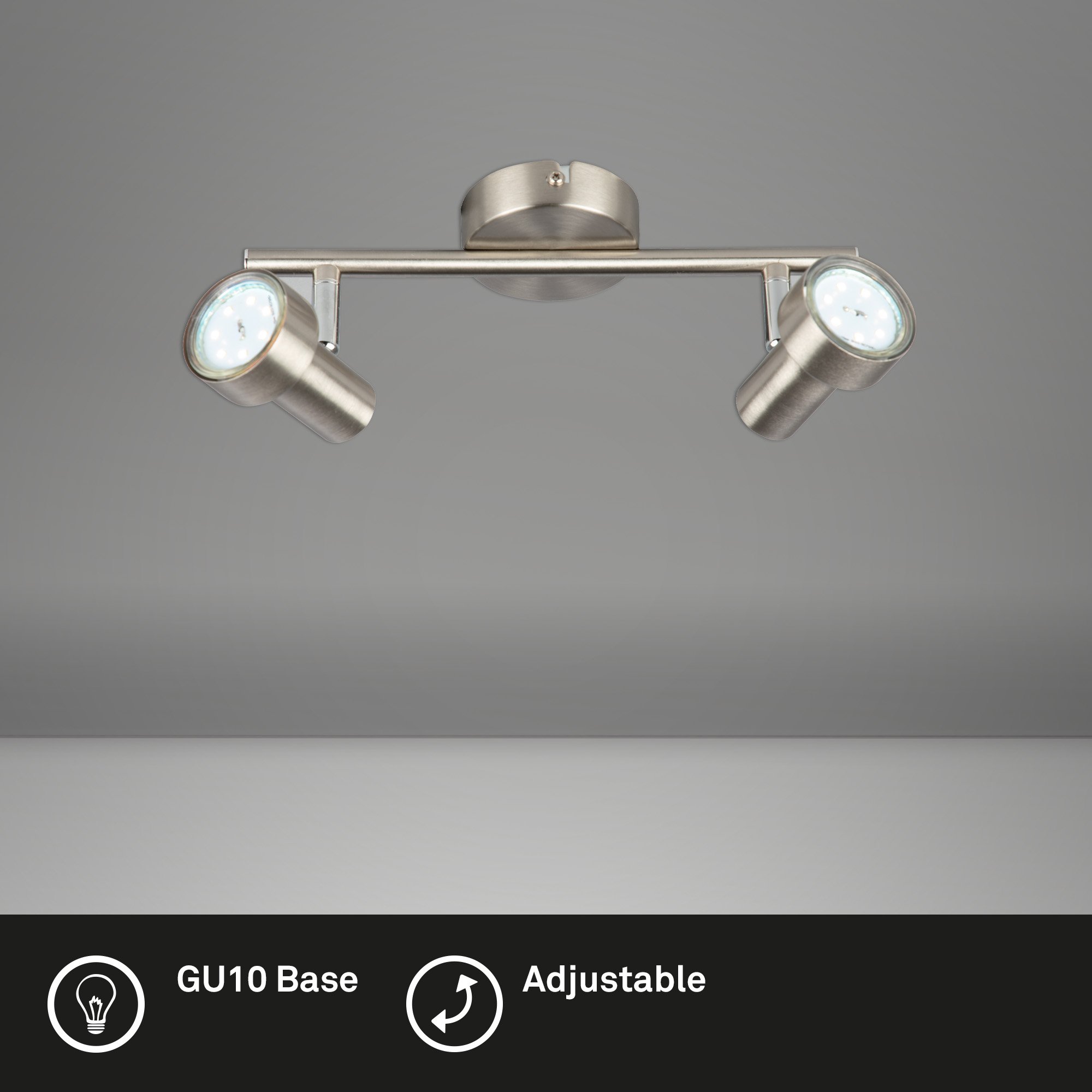 BRI 2843-022 Bodové svítidlo 27,5 cm 2xGU10 500lm 6W matný nikl - BRILONER (obrázek 2)