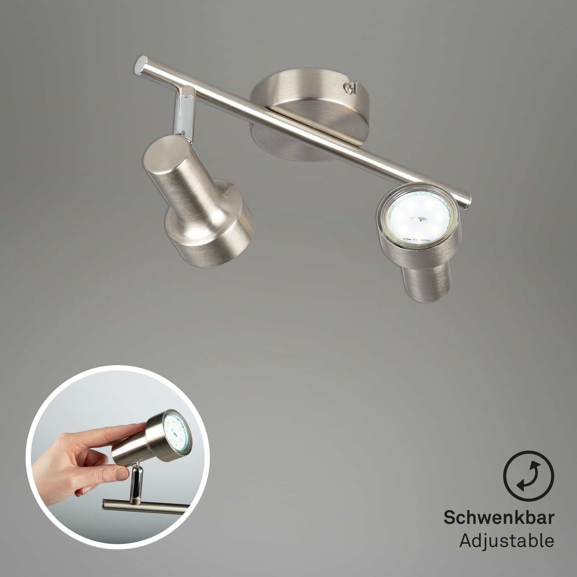 BRI 2843-022 Bodové svítidlo 27,5 cm 2xGU10 500lm 6W matný nikl - BRILONER (obrázek 3)