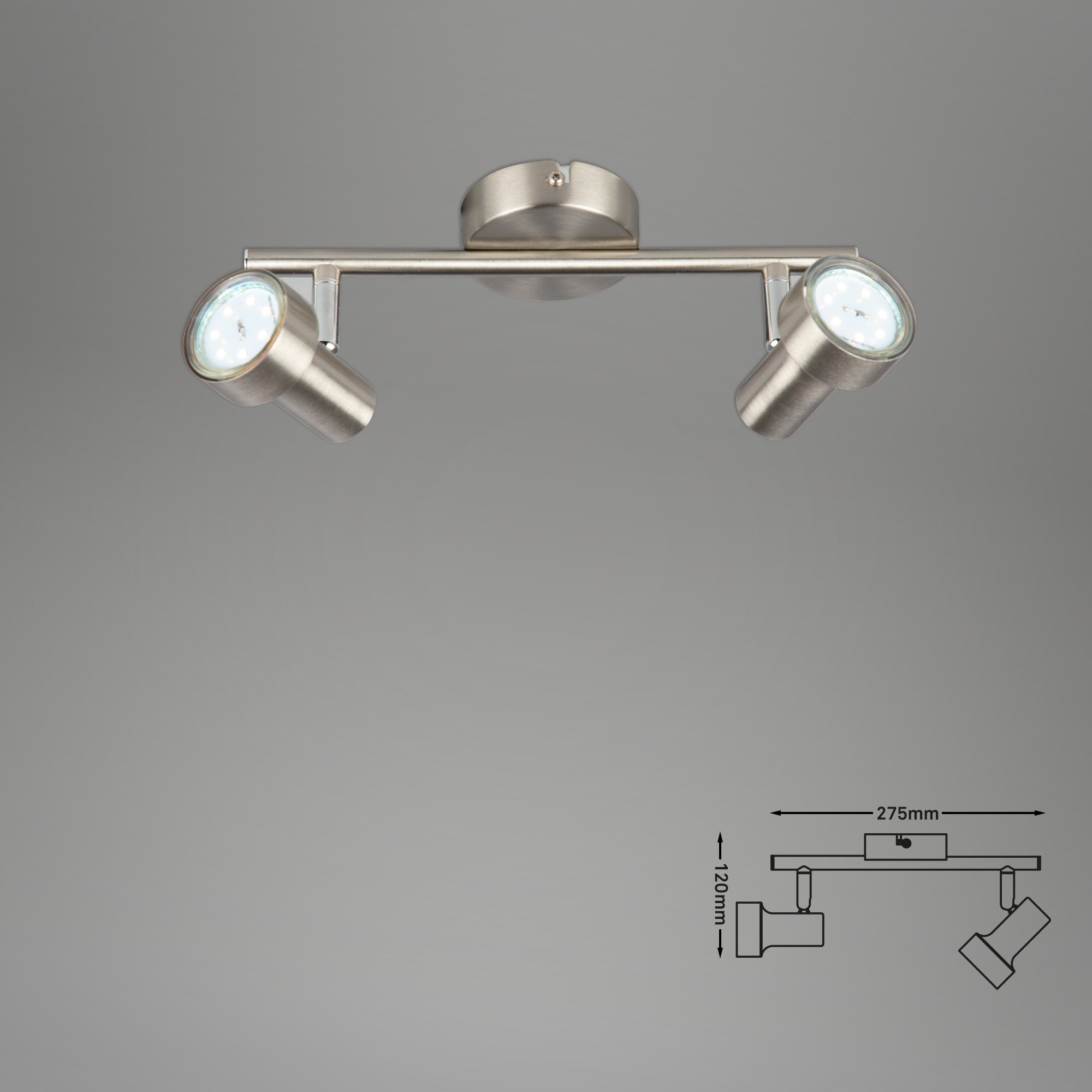 BRI 2843-022 Bodové svítidlo 27,5 cm 2xGU10 500lm 6W matný nikl - BRILONER (obrázek 7)