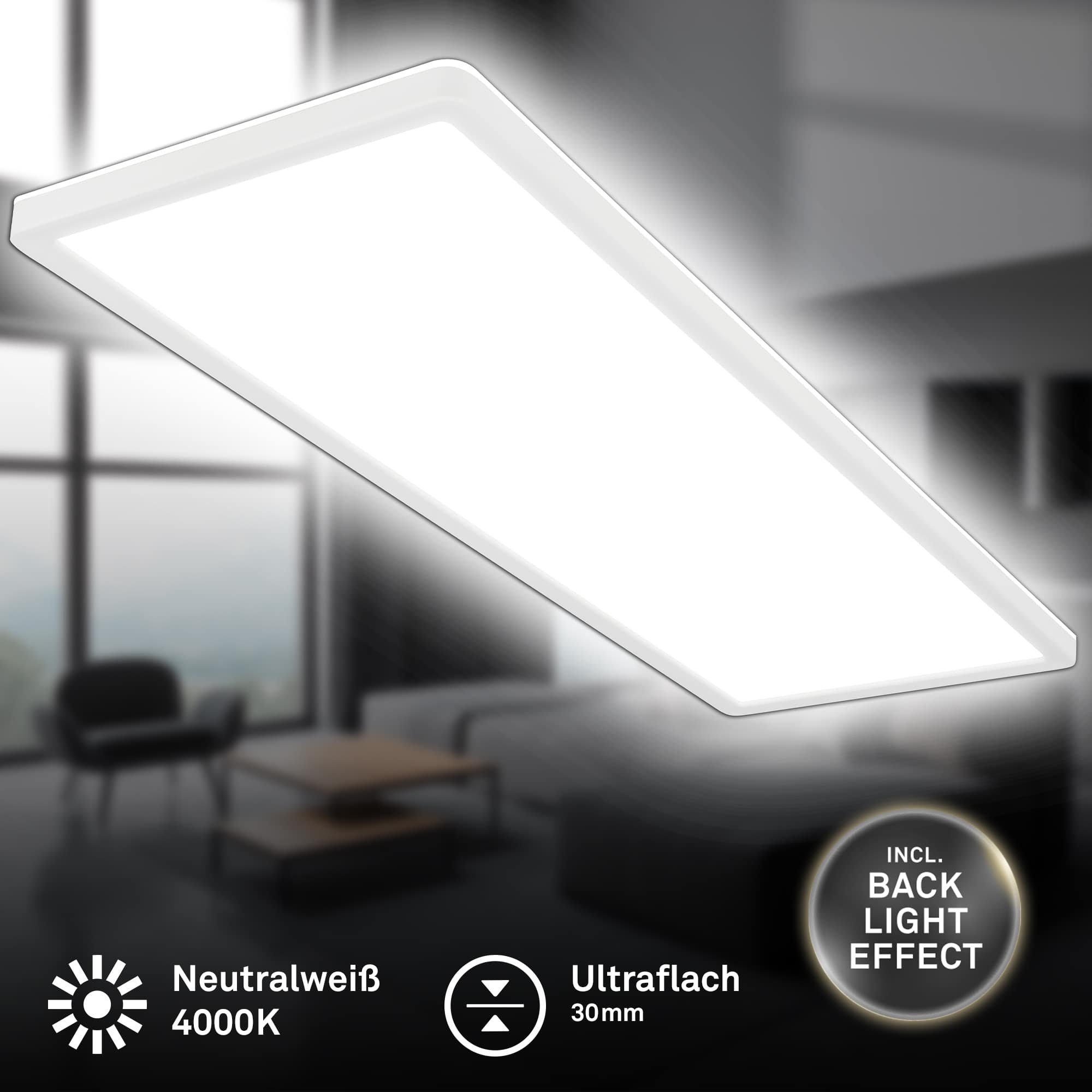 BRILO 7402-416 Ultraplochý LED panel s přímým a nepřímým osvětlením, 58 cm, LED, 22 W, 3000 lm, bílé - BRILO (obrázek 3)