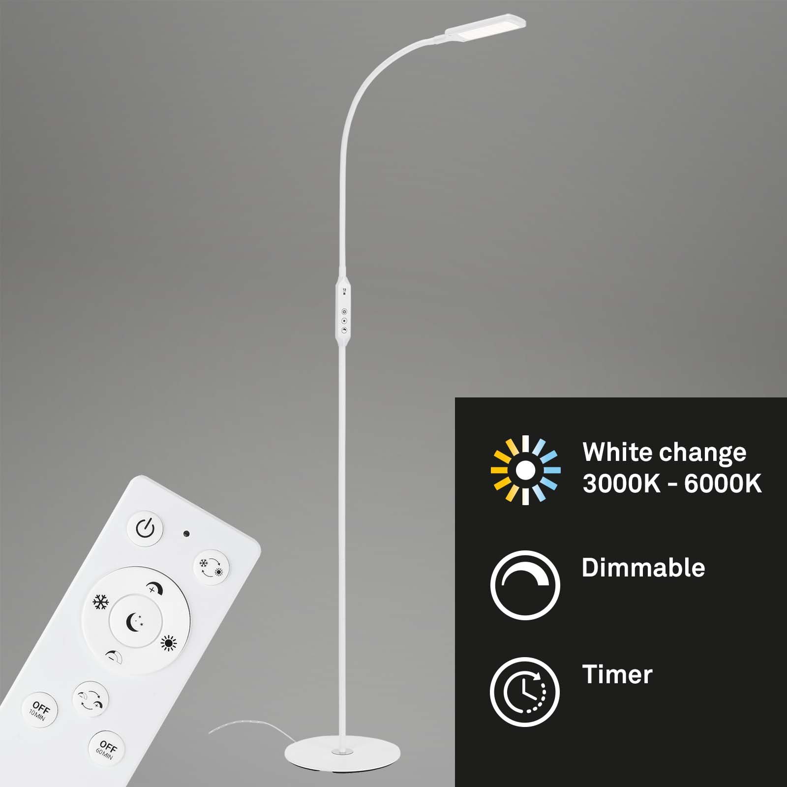 BRILO 1296-016 LED CCT stojací svítidlo s dotykovým vypínačem pr. 24 cm 7W 700lm bílé - BRILO (obrázek 3)