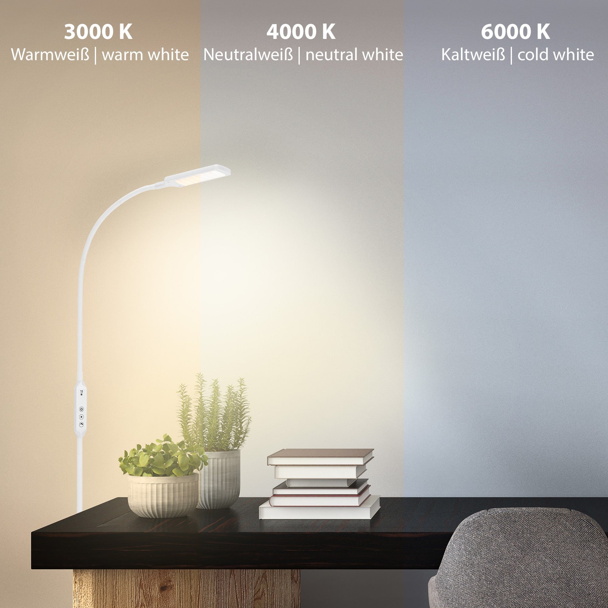 BRILO 1296-016 LED CCT stojací svítidlo s dotykovým vypínačem pr. 24 cm 7W 700lm bílé - BRILO (obrázek 4)