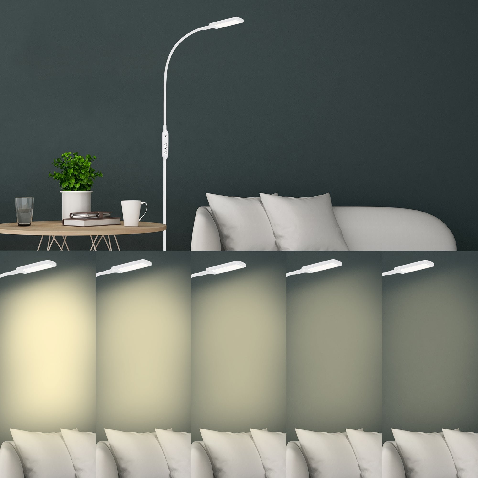 BRILO 1296-016 LED CCT stojací svítidlo s dotykovým vypínačem pr. 24 cm 7W 700lm bílé - BRILO (obrázek 5)