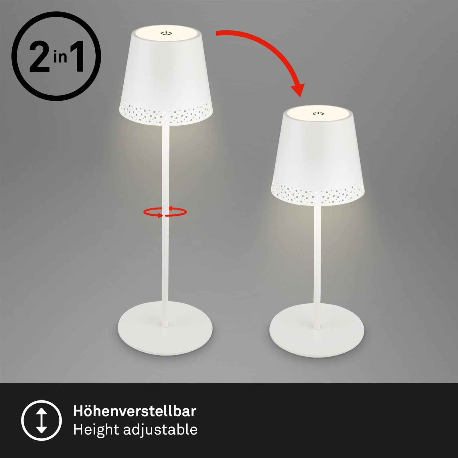 BRILO 7438-016 LED nabíjecí stolní lampa 38 cm 2,6W 280lm bílé - BRILO (obrázek 6)