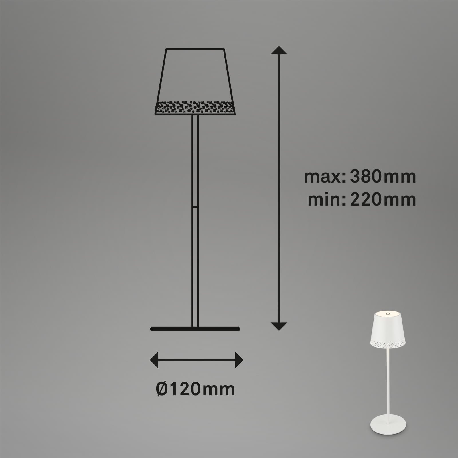 BRILO 7438-016 LED nabíjecí stolní lampa 38 cm 2,6W 280lm bílé - BRILO (obrázek 10)