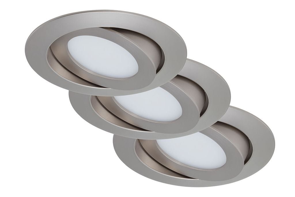 BRI 7283032 3ks sada LED vestavné svítidlo, pr. 10,6 cm, 4,8 W, matný nikl (starý kód: BRI 7283-032) - BRILONER