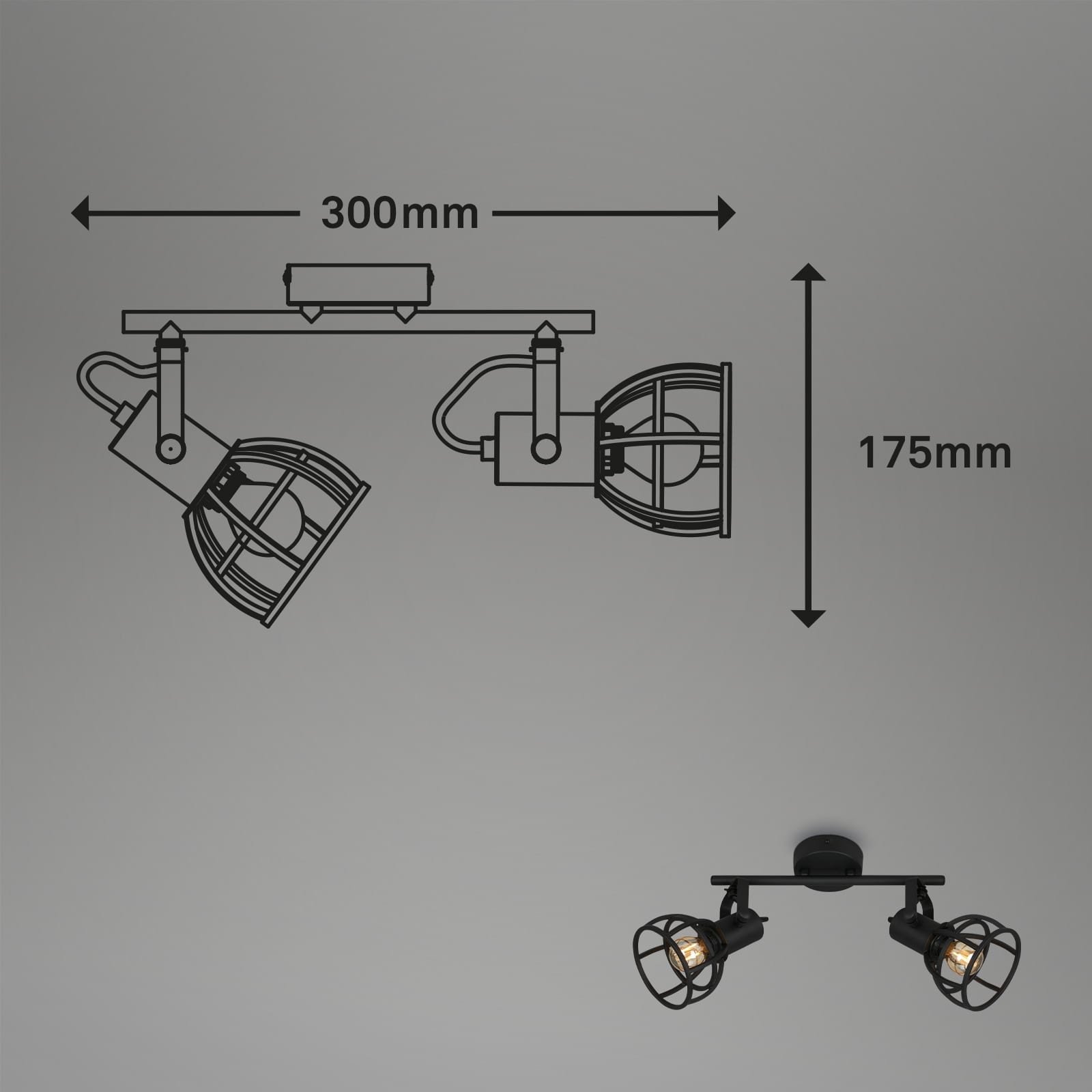 BRILO 2669-025 Bodové svítidlo 30 cm 2x E14 25W černá - BRILO (obrázek 5)