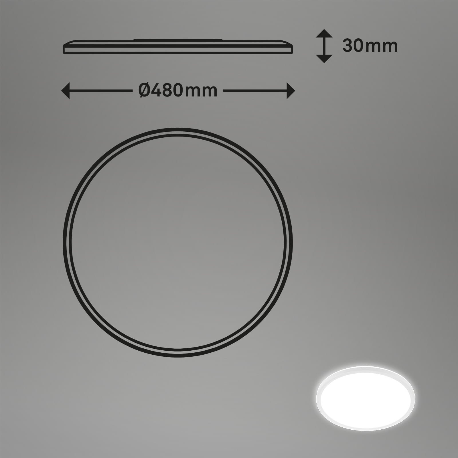 BRILO 3428-016 Slim svítidlo LED panel, pr. 48 cm, 30 W, bílé - BRILO (obrázek 6)
