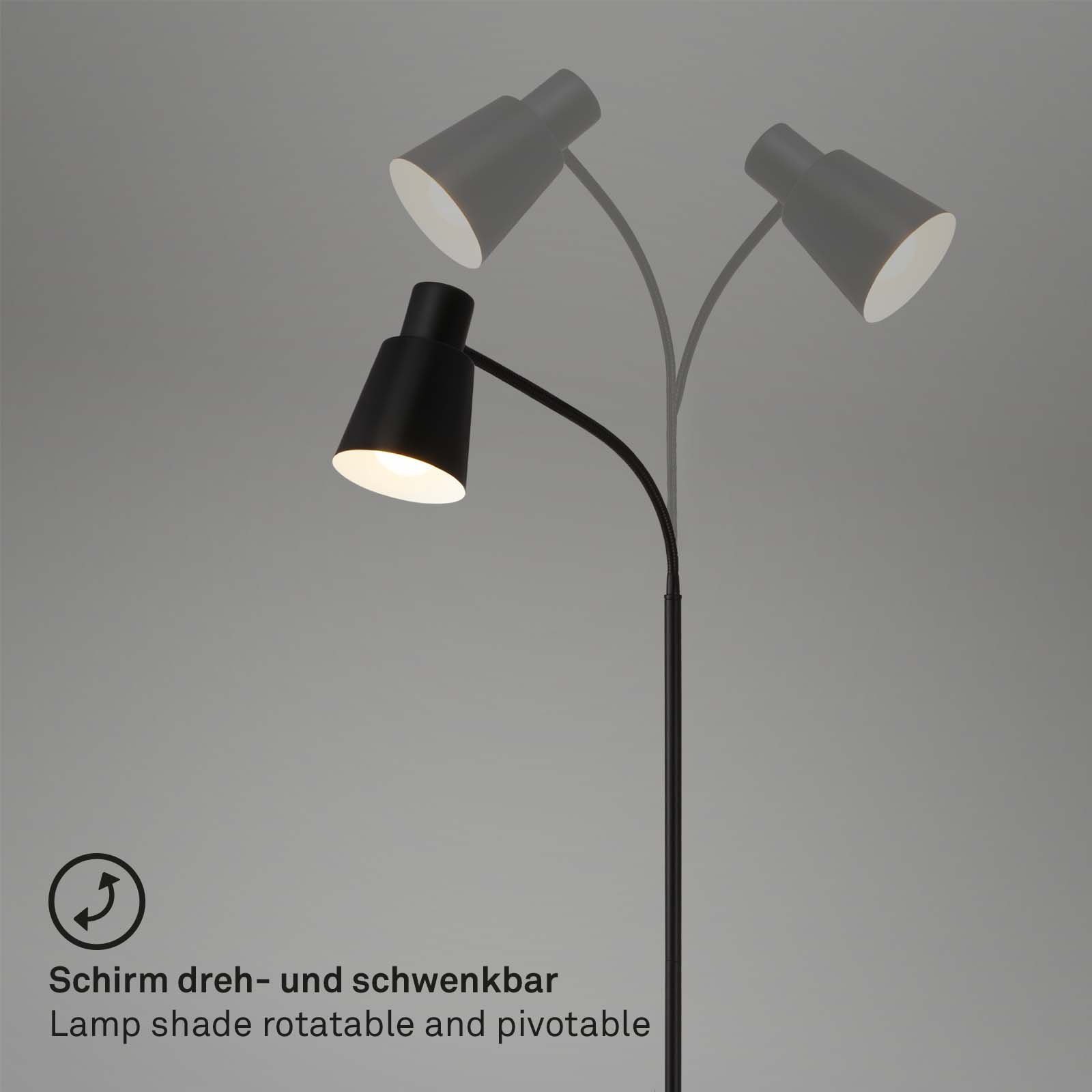 BRILO 1474015 Stojací svítidlo, 128 cm, 1x E27, max. 10W, černá - BRILO (obrázek 3)