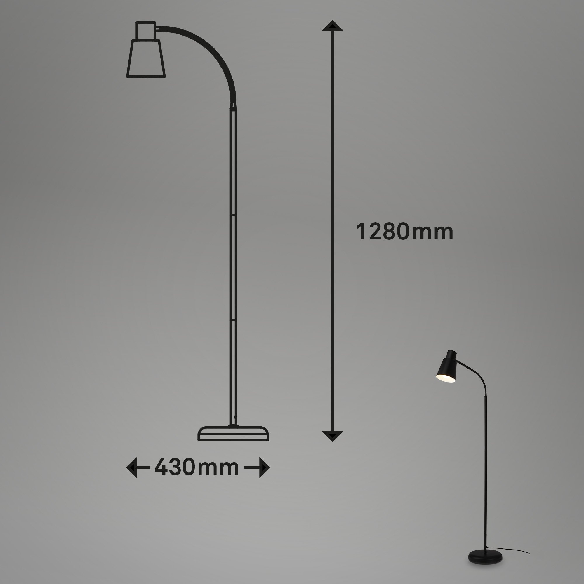 BRILO 1474015 Stojací svítidlo, 128 cm, 1x E27, max. 10W, černá - BRILO (obrázek 7)