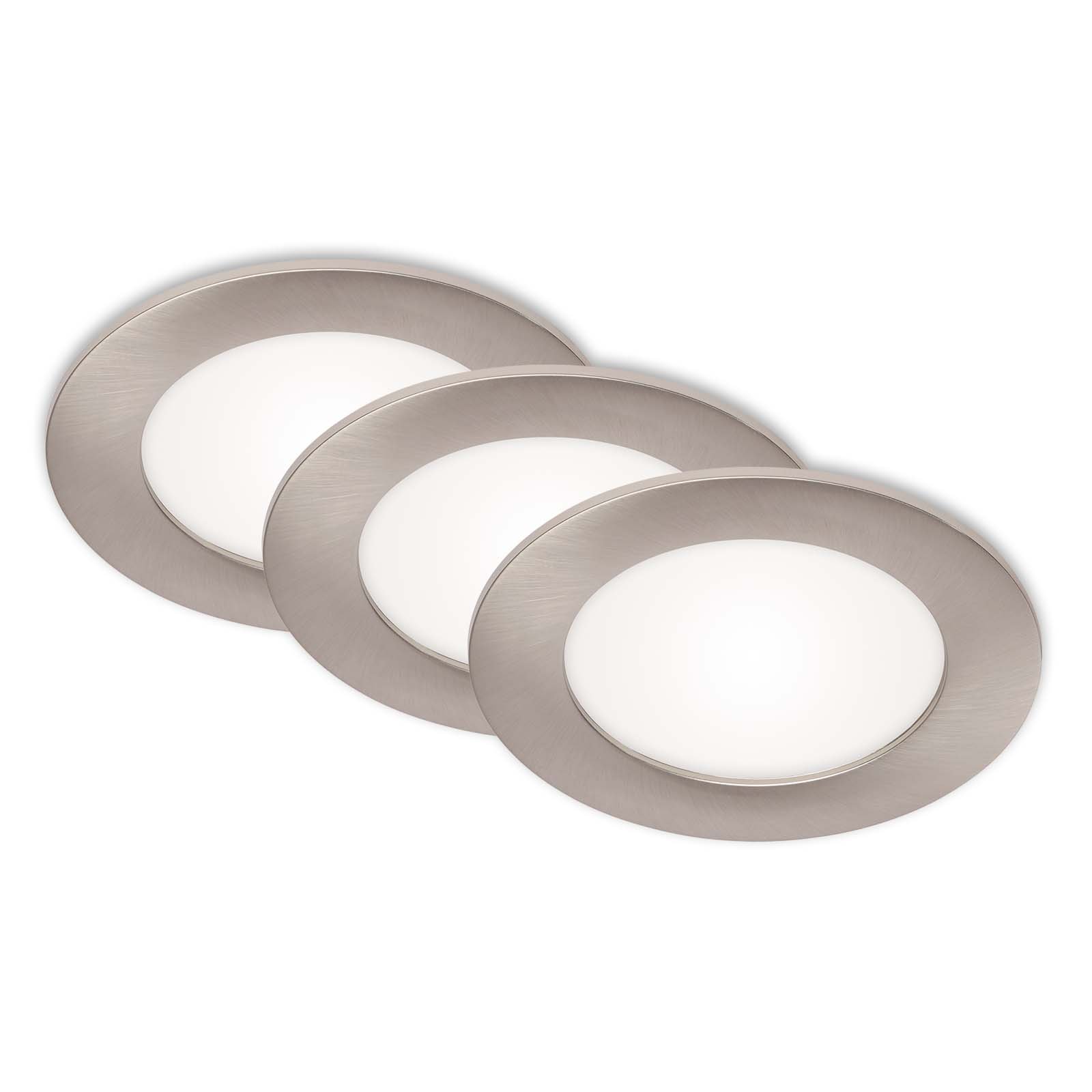 BRI 7115-432 3ks sada LED vestavné svítidlo, pr. 12 cm, 7 W, matný nikl - BRILONER