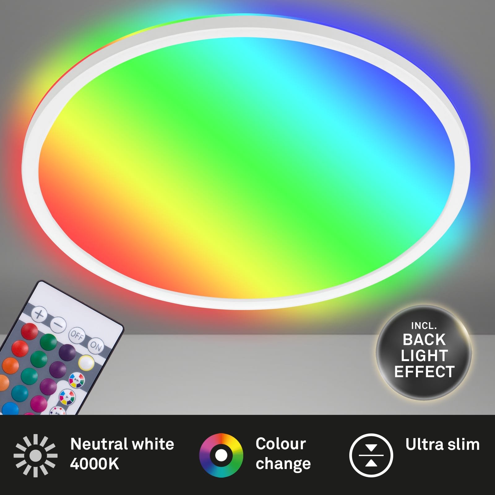 BRILO 7092-416 Slim svítidlo LED panel, pr. 29,3 cm, 1850 lm, 15 W, bílé - BRILO (obrázek 2)