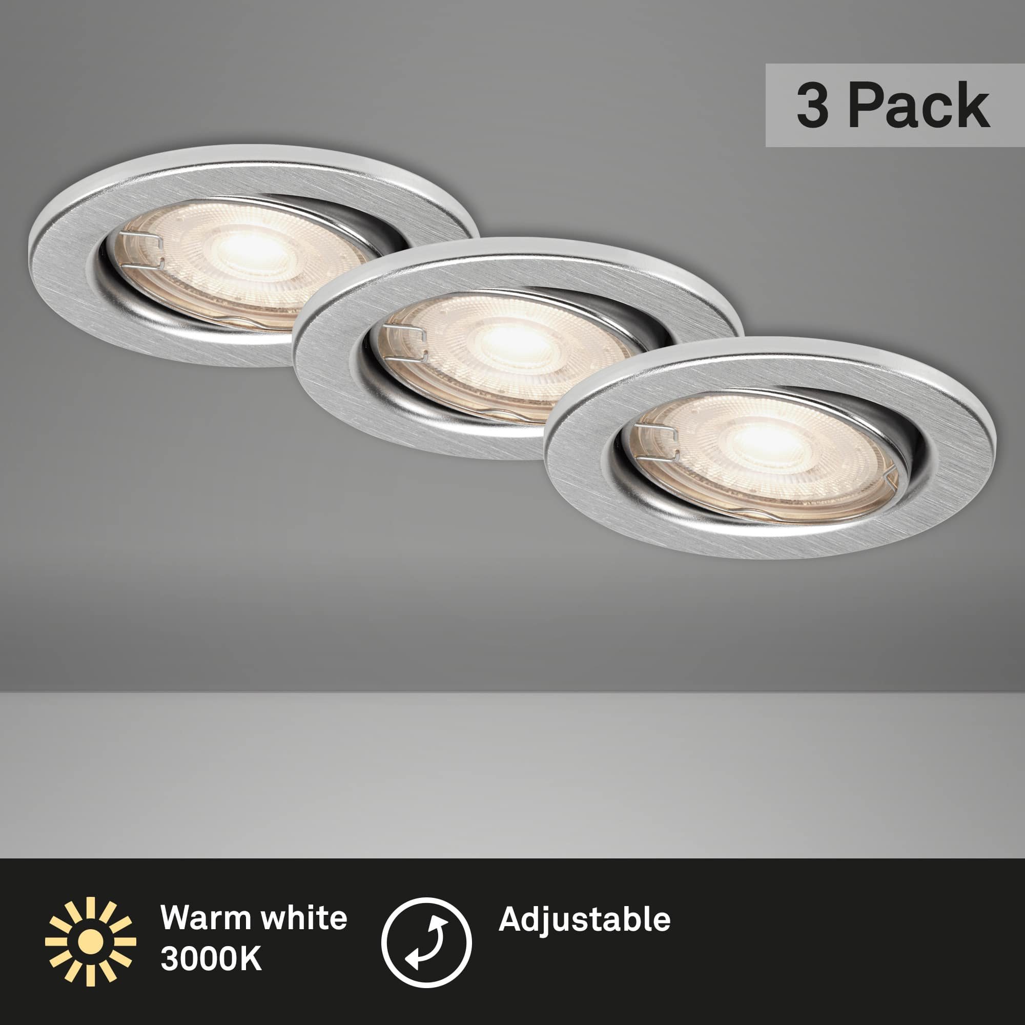 BRI 7147-039 3ks LED vestavné svítidlo, pr. 8,6 cm, 5 W, hliník - BRILONER (obrázek 3)