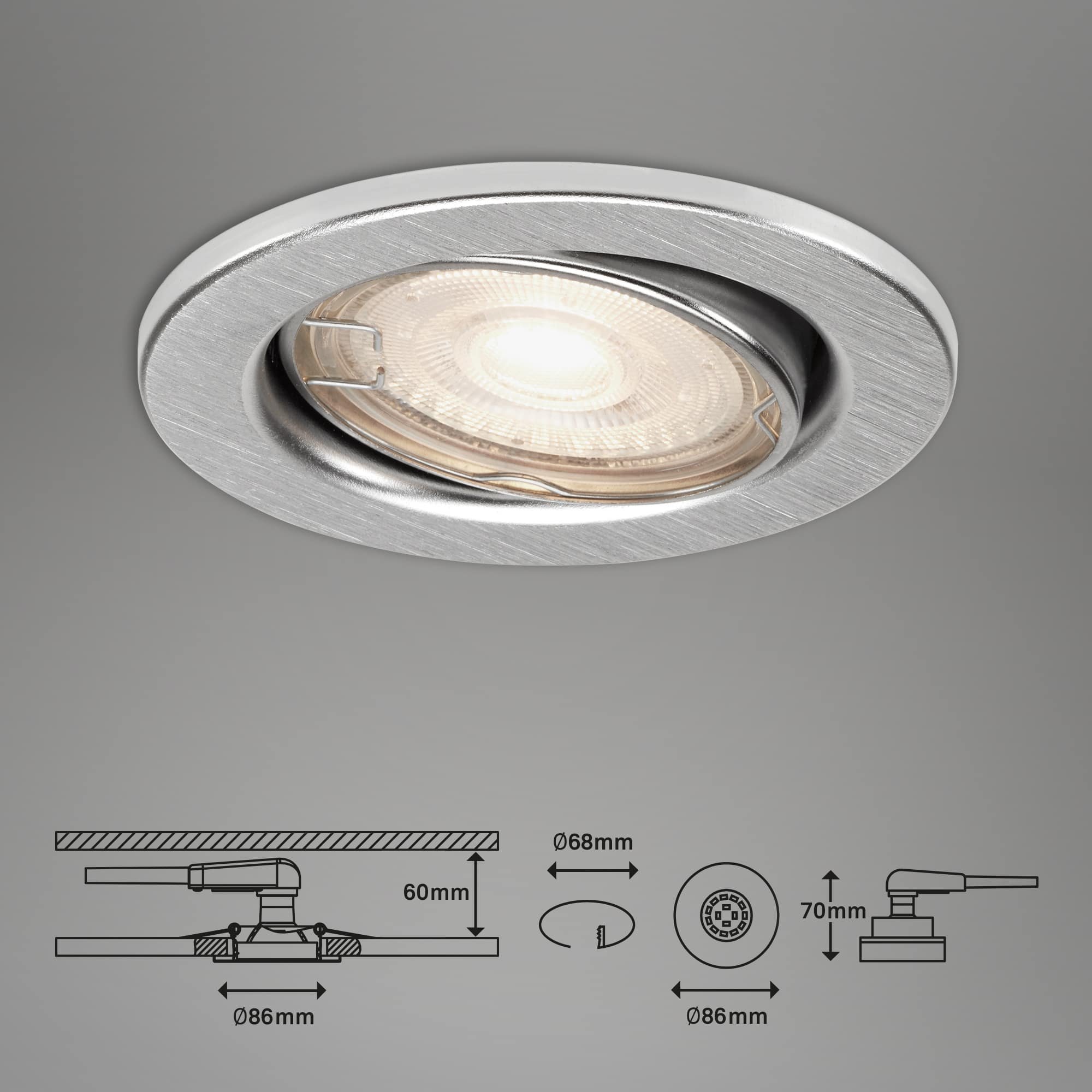BRI 7147-039 3ks LED vestavné svítidlo, pr. 8,6 cm, 5 W, hliník - BRILONER (obrázek 8)