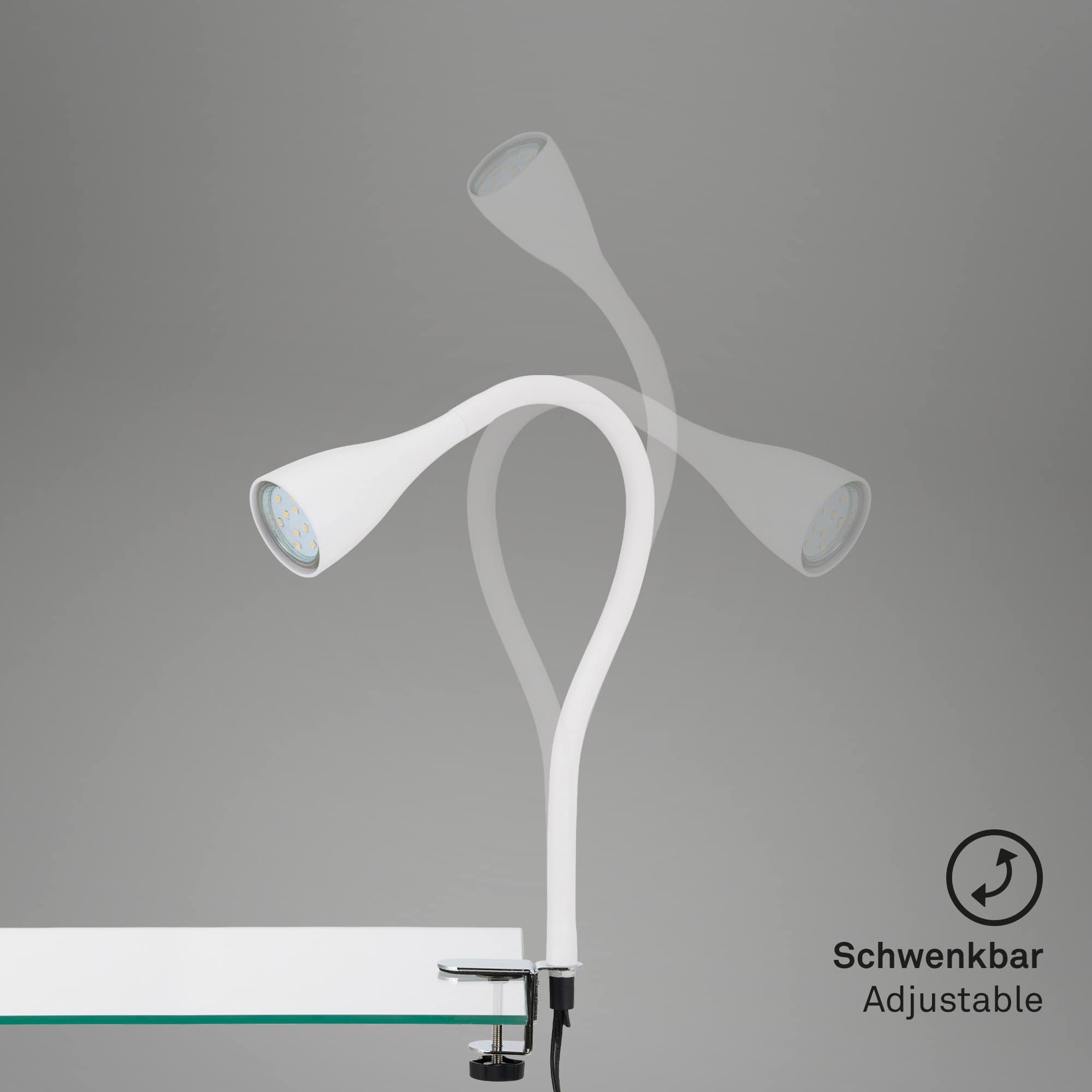 BRI 2762-016P Flexibilní svítidlo se svorkou 60 cm 1xGU10 3W 250lm bílé - BRILONER (obrázek 3)