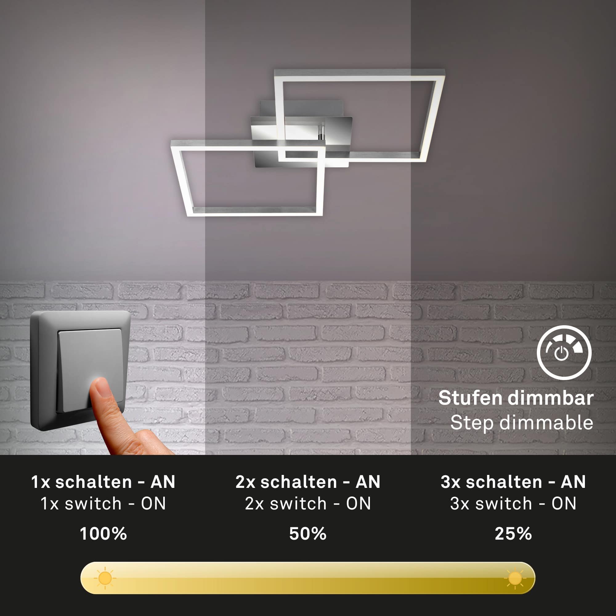 BRILO 3210-018 LED stropní svítidlo, 62 cm, 2300 LM, 22 W, hliník-chrom - BRILO (obrázek 4)