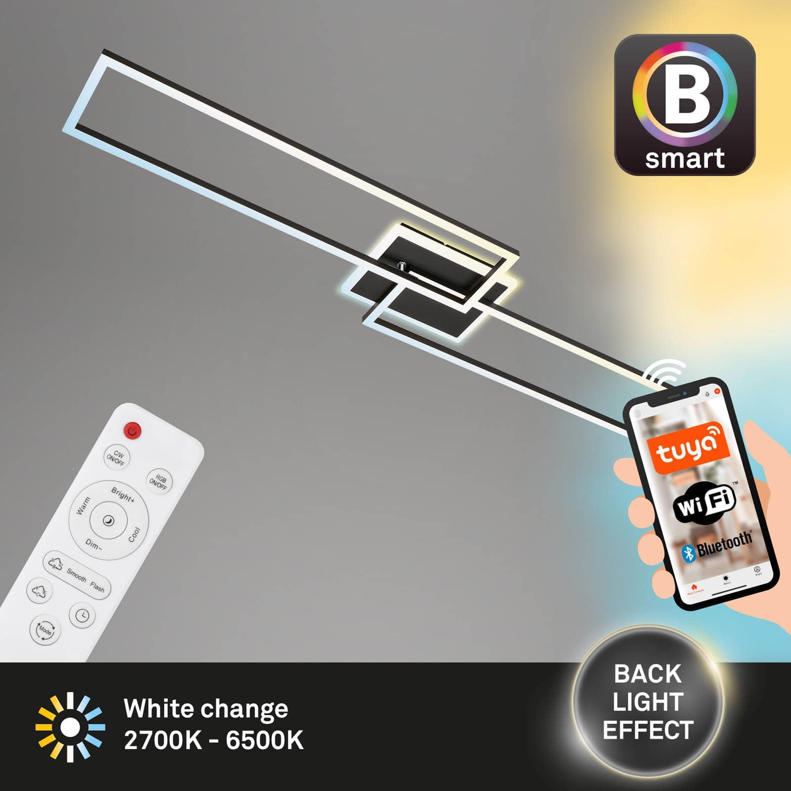 BRILO 3538-015 LED stropní svítidlo, 110 cm, 40 W, 5200 lm, černá - BRILO (obrázek 2)