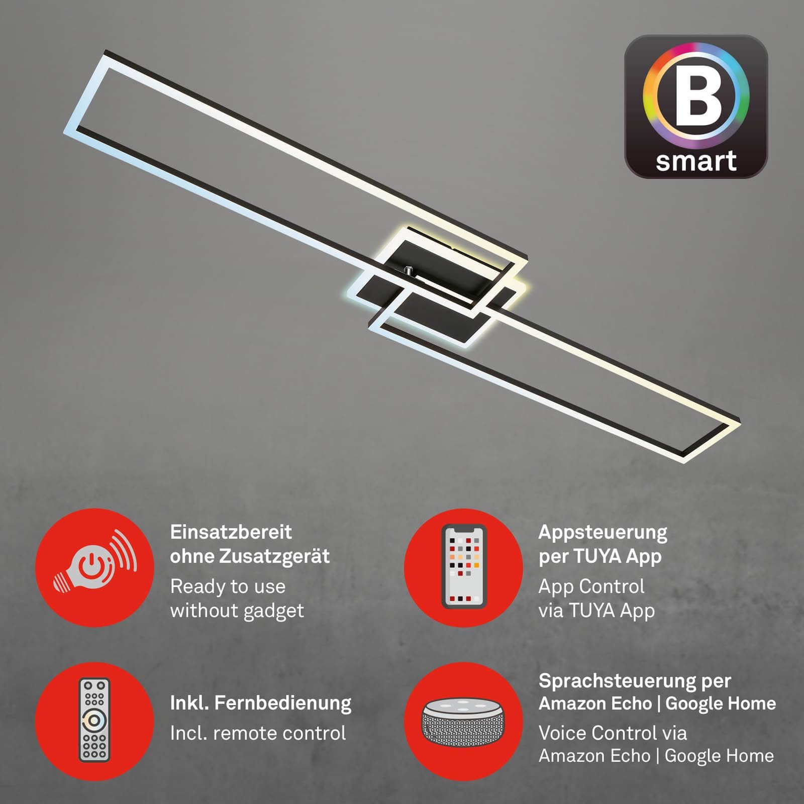 BRILO 3538-015 LED stropní svítidlo, 110 cm, 40 W, 5200 lm, černá - BRILO (obrázek 3)