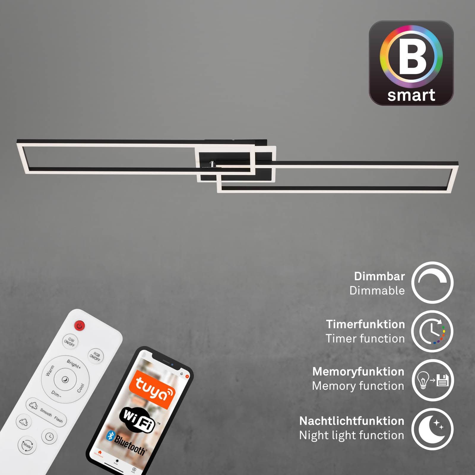 BRILO 3538-015 LED stropní svítidlo, 110 cm, 40 W, 5200 lm, černá - BRILO (obrázek 5)