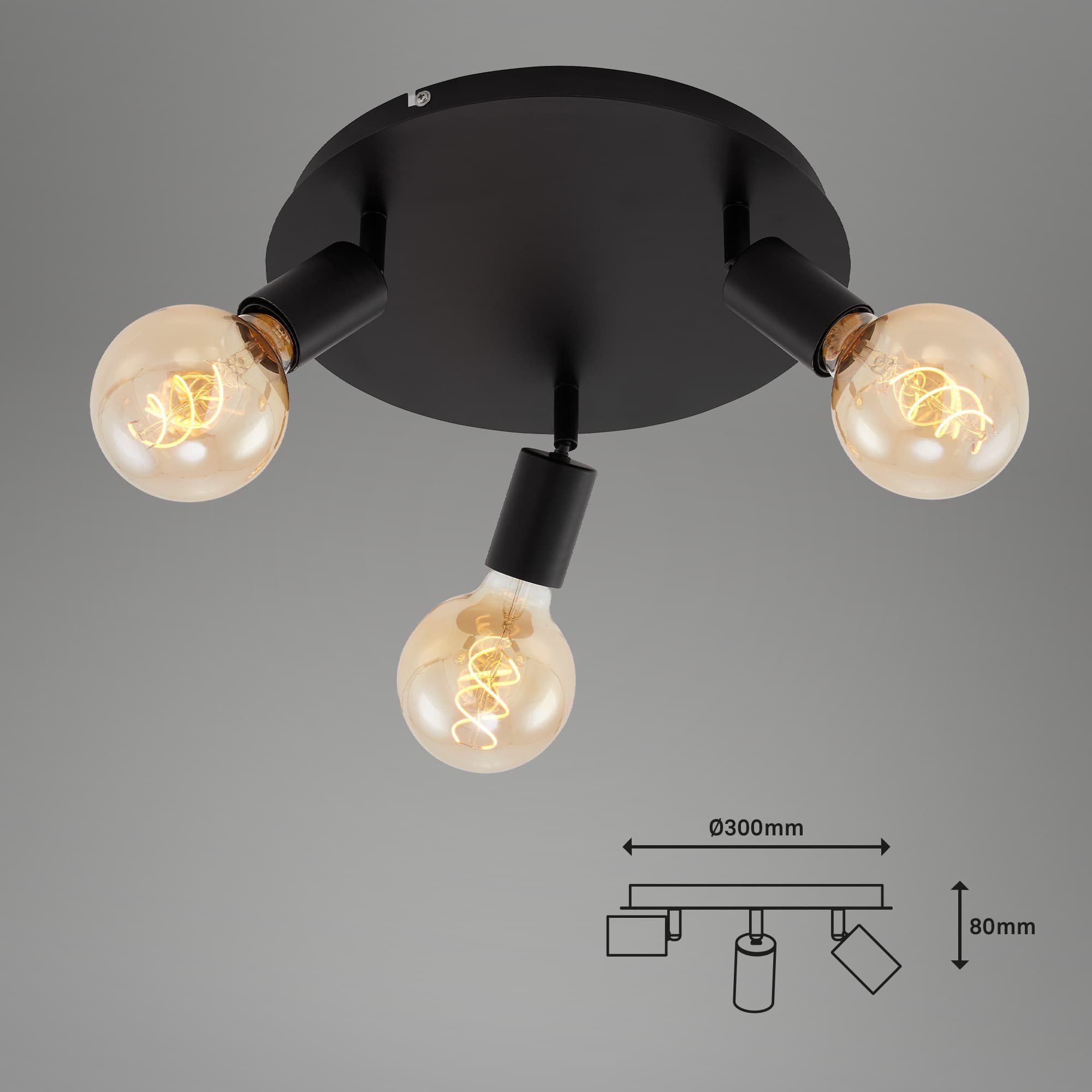 BRI 2868-035 Bodové svítidlo pr. 30 cm 3x E27 60W černá - BRILONER (obrázek 6)