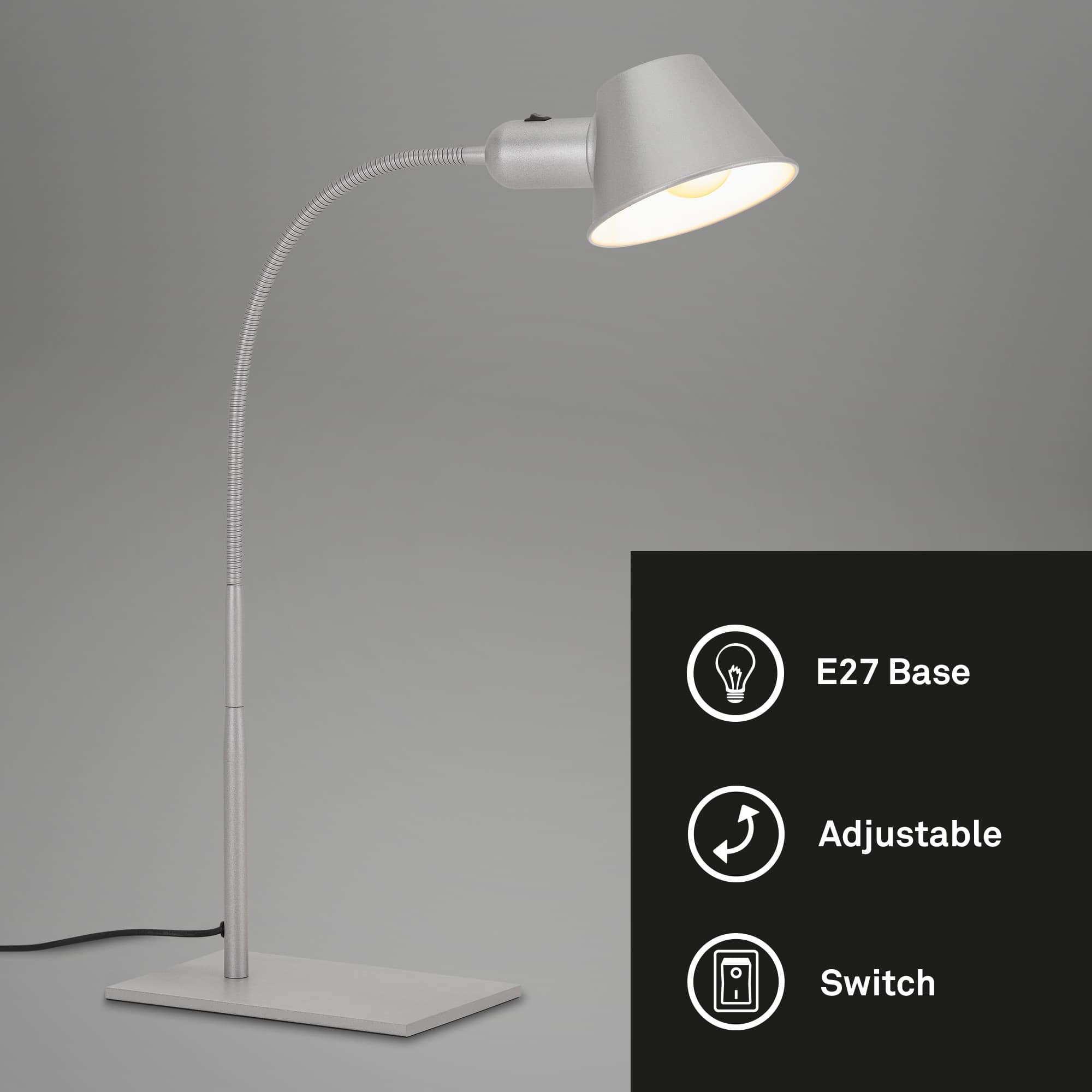 BRILO 7407-014 Stolní lampa, 23 cm, 1x. E27, max. 10 W, matný chrom - BRILO (obrázek 2)