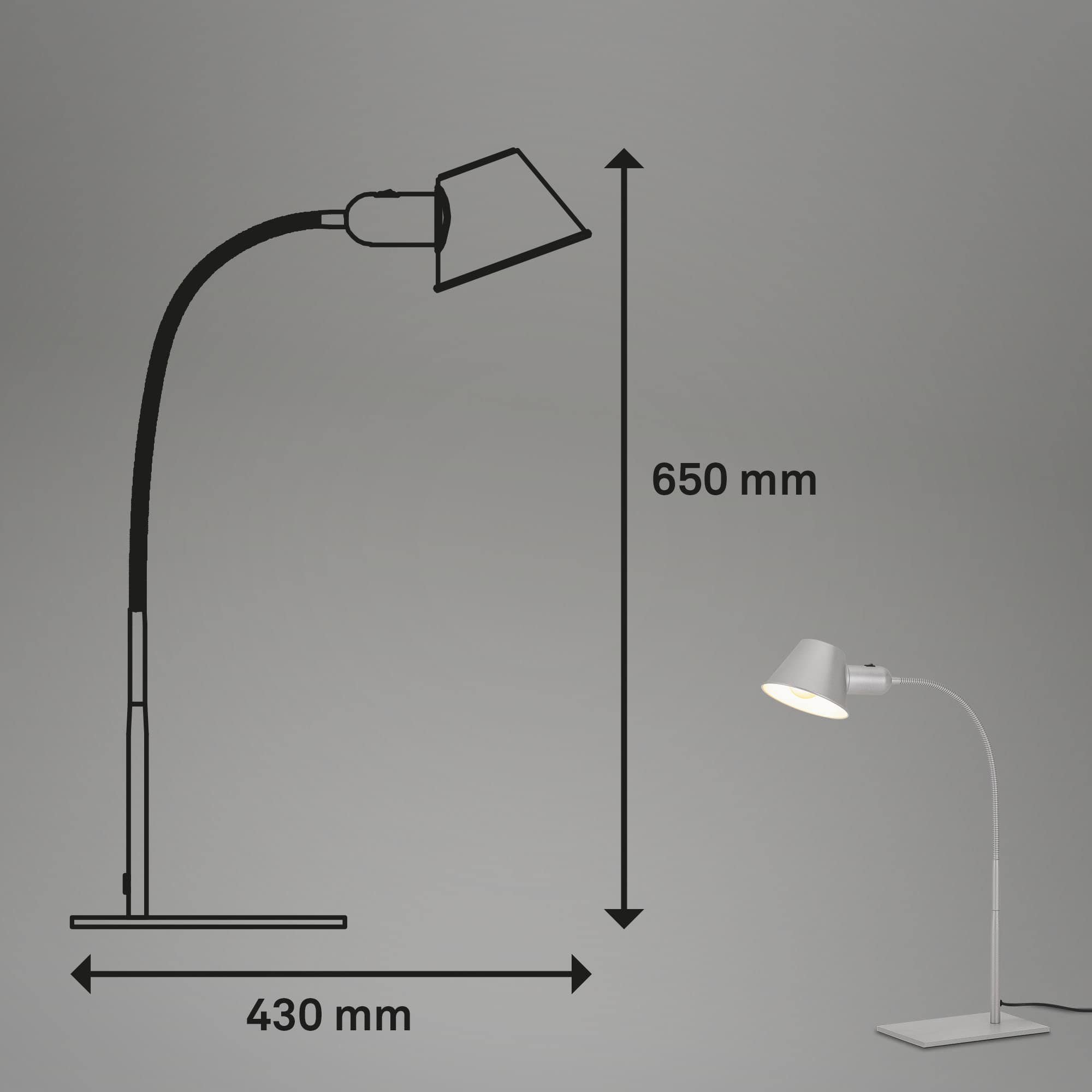 BRILO 7407-014 Stolní lampa, 23 cm, 1x. E27, max. 10 W, matný chrom - BRILO (obrázek 6)