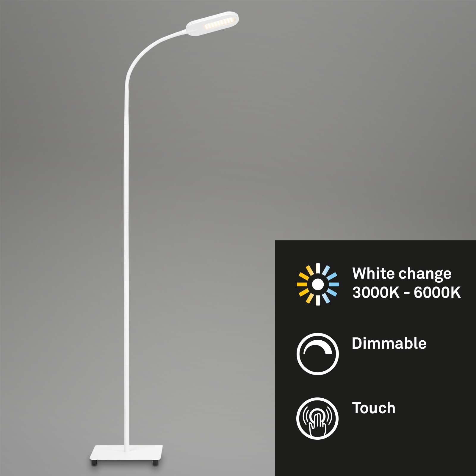 BRILO 1297-016 LED CCT stojací svítidlo s dotykovým vypínačem 128 cm 6,6W 600lm bílé - BRILO (obrázek 2)
