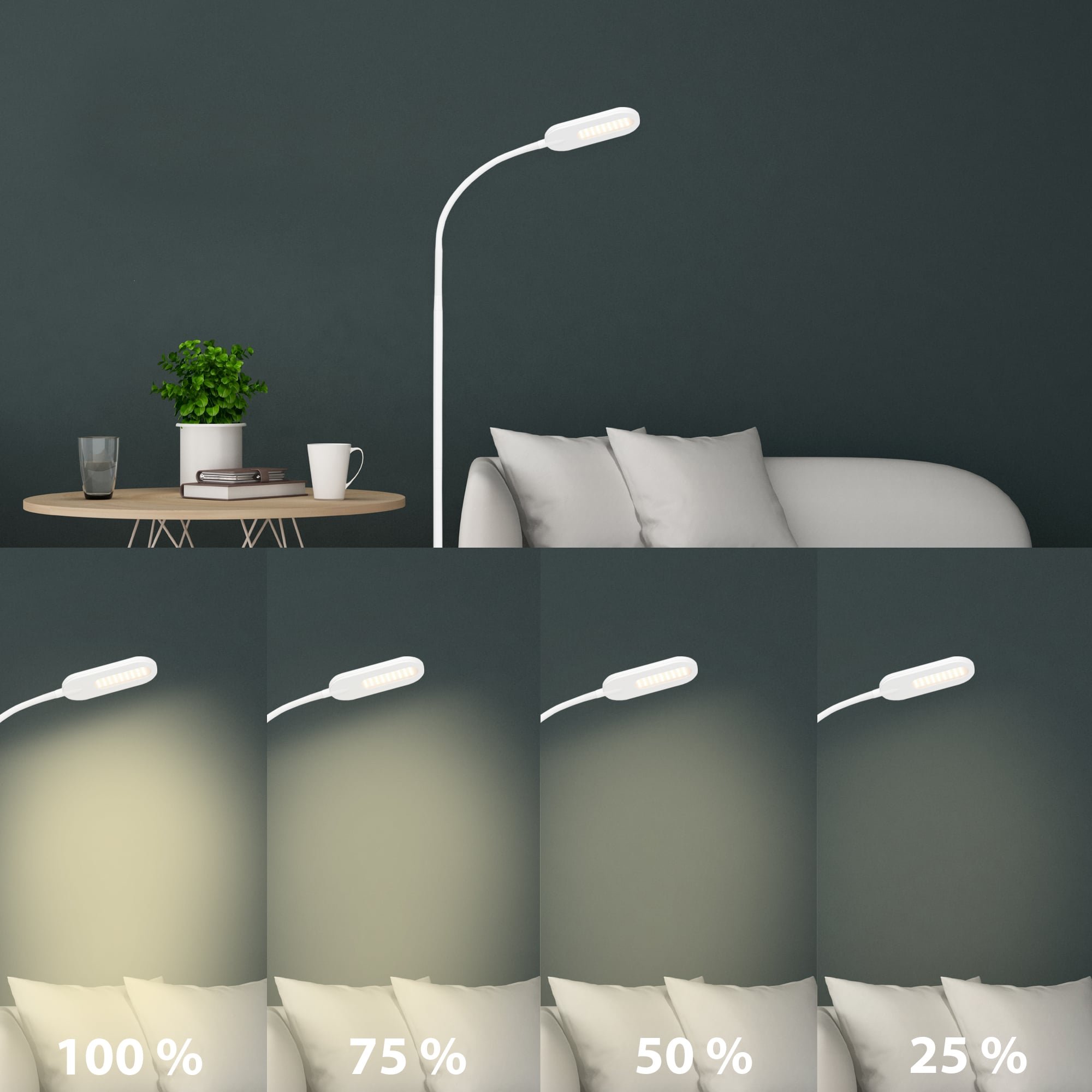 BRILO 1297-016 LED CCT stojací svítidlo s dotykovým vypínačem 128 cm 6,6W 600lm bílé - BRILO (obrázek 4)