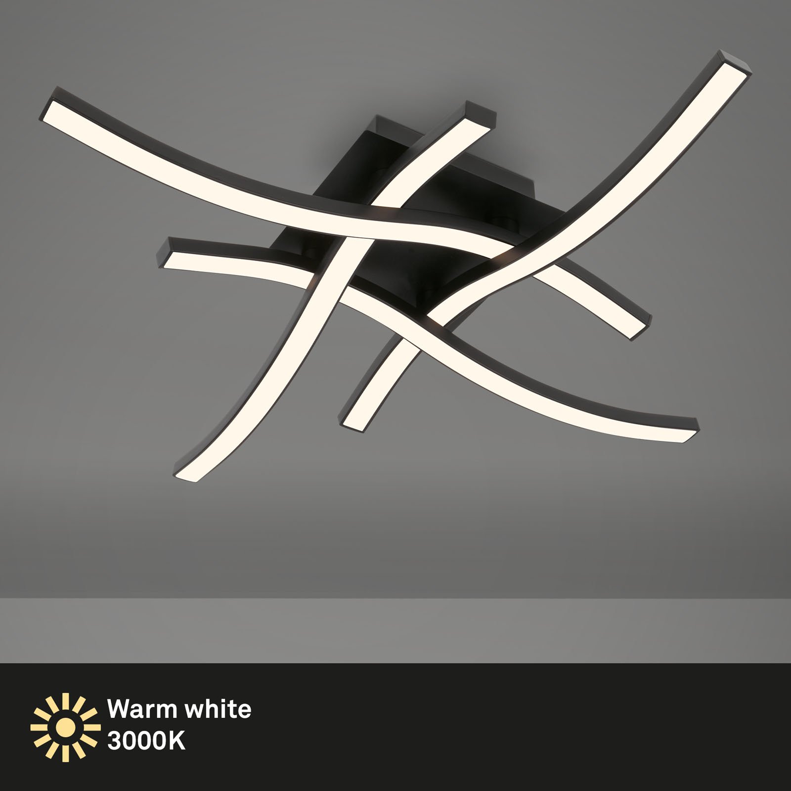 BRILO 3677-045 LED nástěnné a stropní svítidlo, 47,5 cm, 14,4 W, 350 lm, černá - BRILO (obrázek 2)
