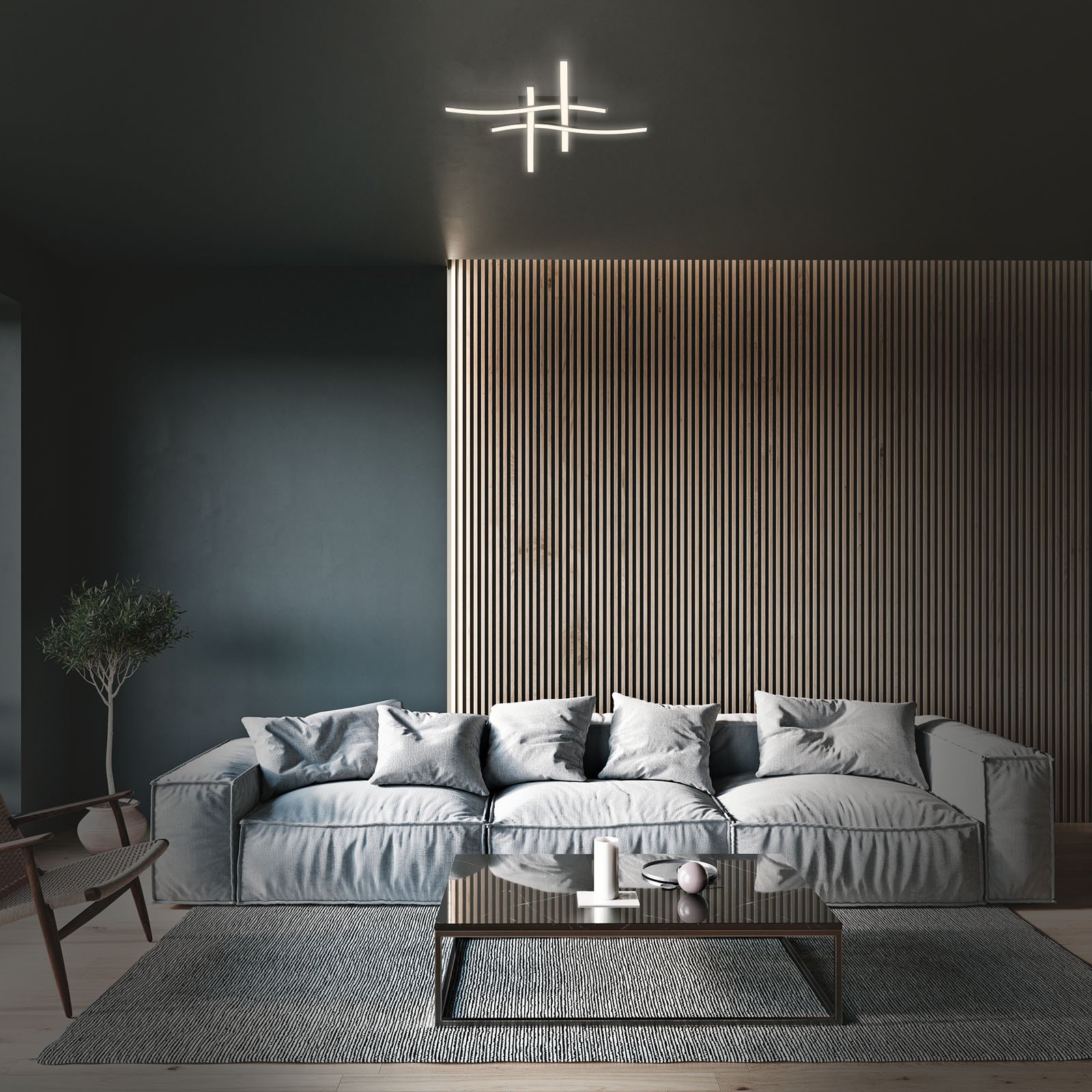 BRILO 3677-045 LED nástěnné a stropní svítidlo, 47,5 cm, 14,4 W, 350 lm, černá - BRILO (obrázek 4)