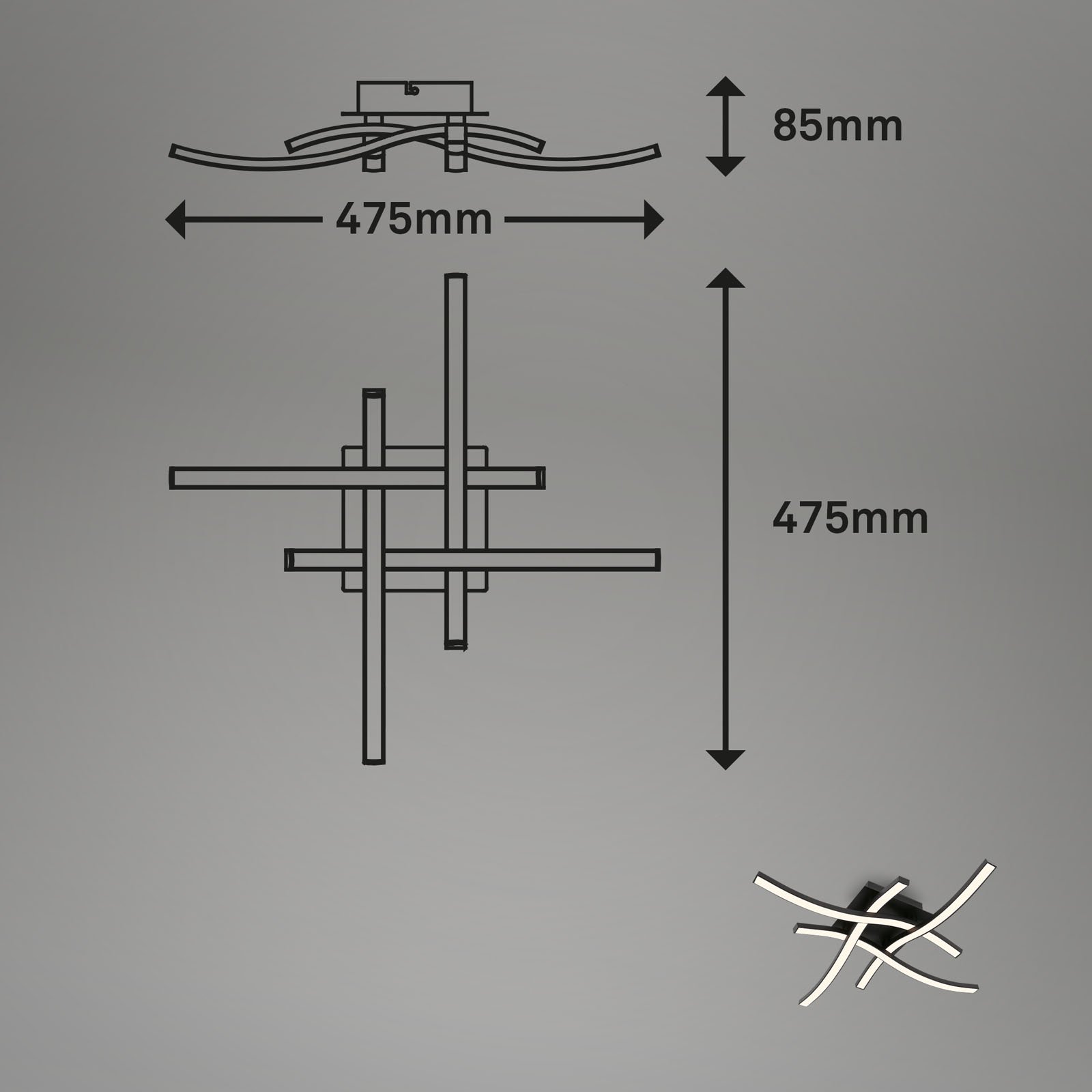 BRILO 3677-045 LED nástěnné a stropní svítidlo, 47,5 cm, 14,4 W, 350 lm, černá - BRILO (obrázek 6)