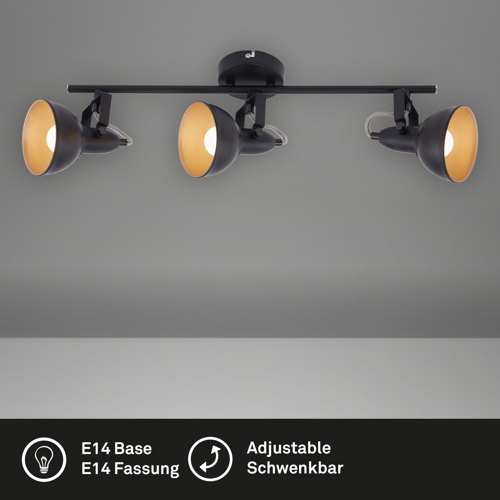 BRILO 2049-035 Bodové svítidlo 55,4 cm 3x E14 40W černá - BRILO (obrázek 2)