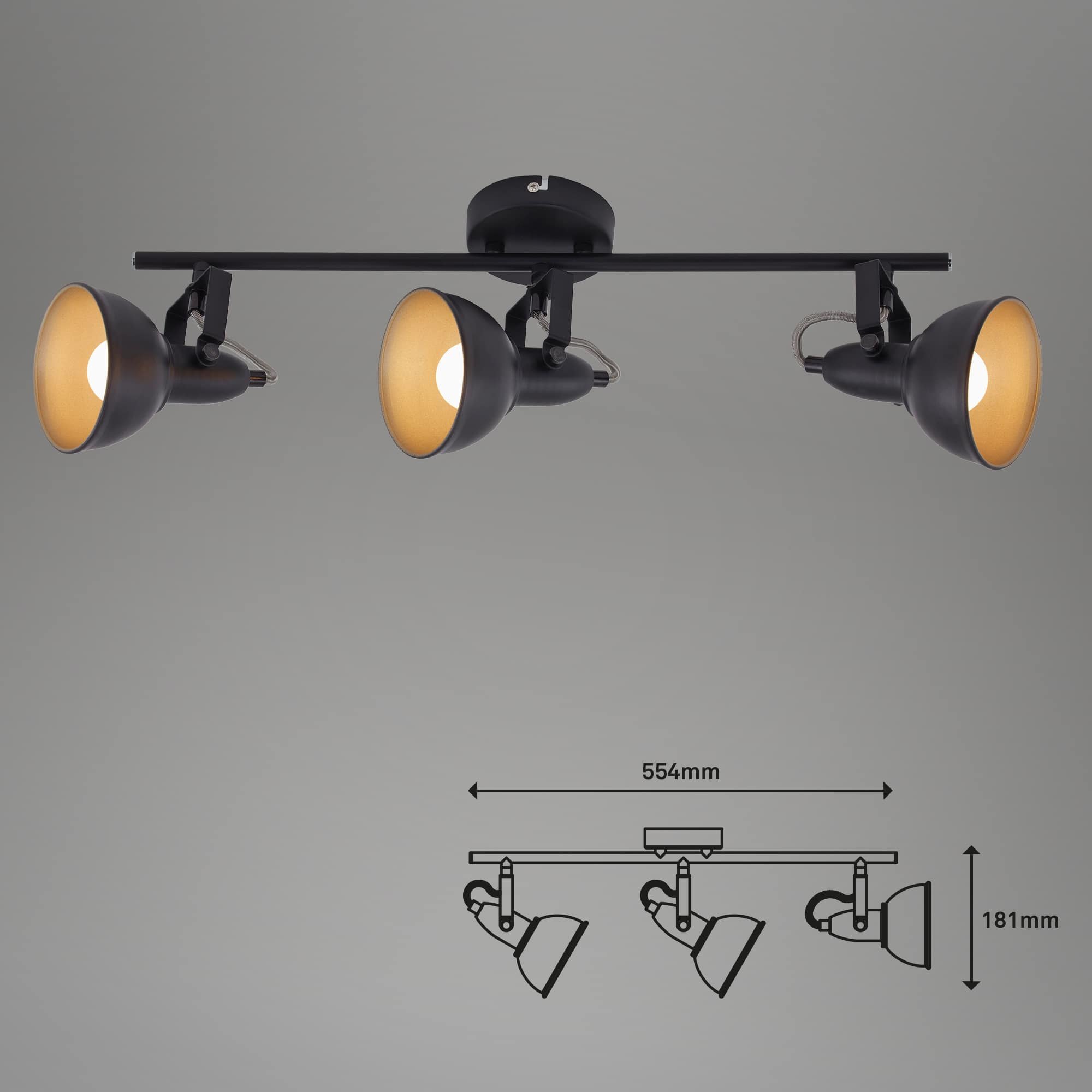 BRILO 2049-035 Bodové svítidlo 55,4 cm 3x E14 40W černá - BRILO (obrázek 5)