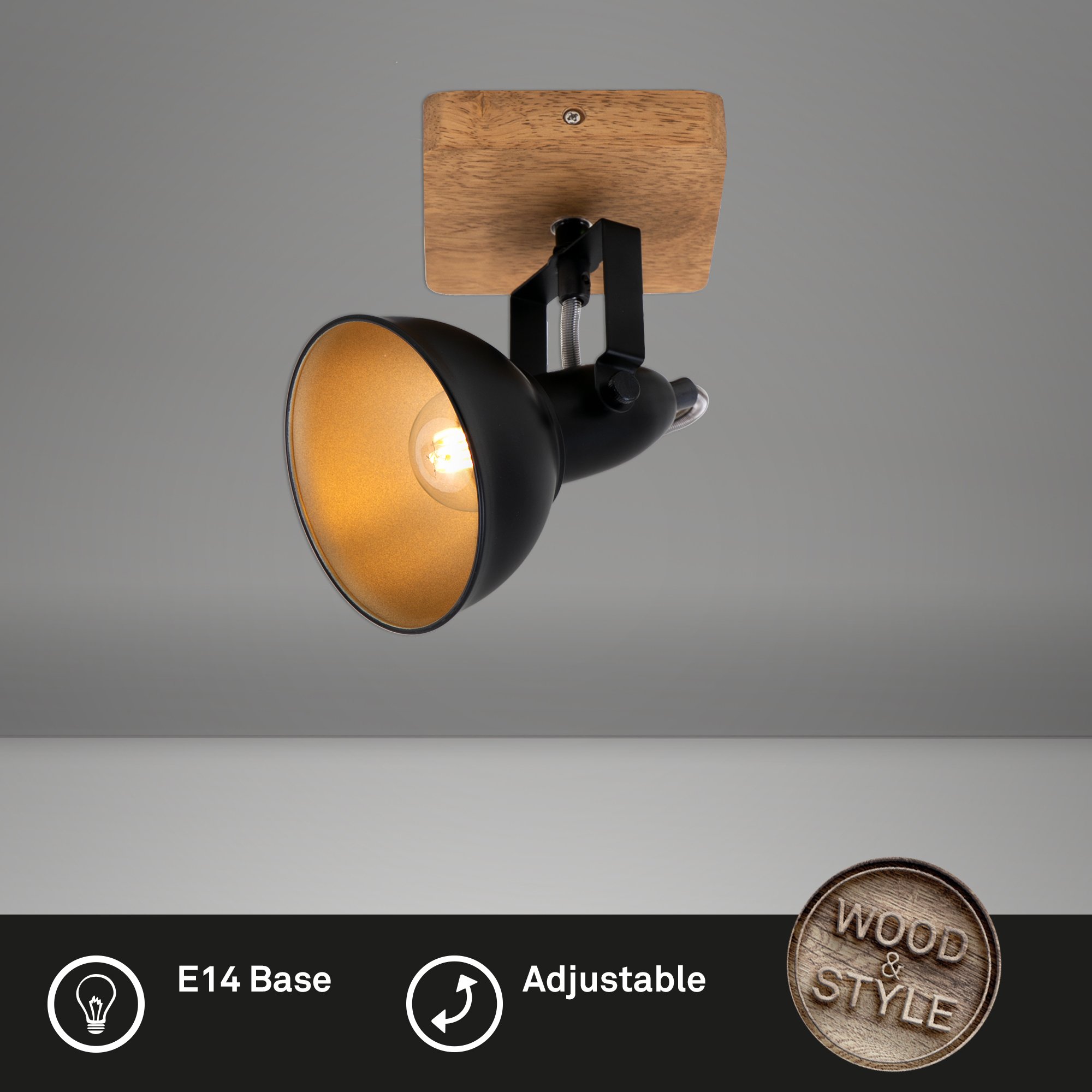 BRI 2901-015 Bodové svítidlo 15,7 cm 1x E14 25W černá - BRILONER (obrázek 2)